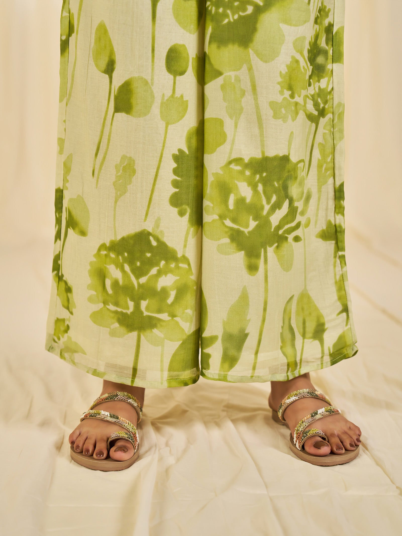 Summer Season Green Chanderi Palazzo