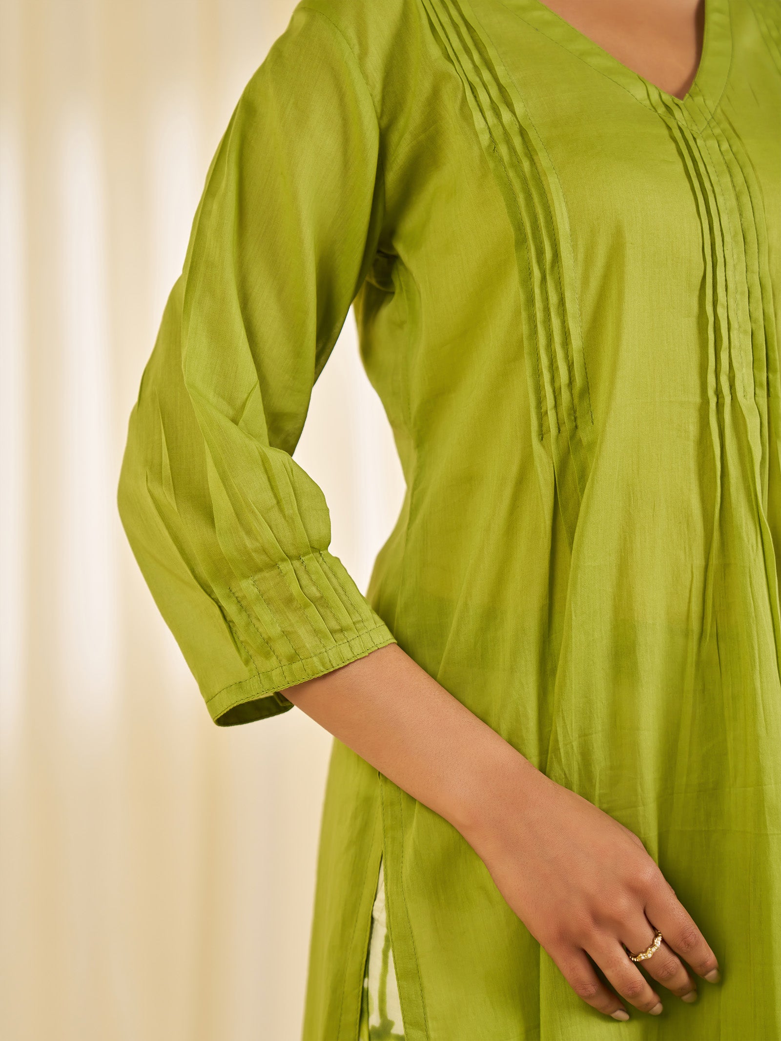 Summer Season Green Voile Kurta