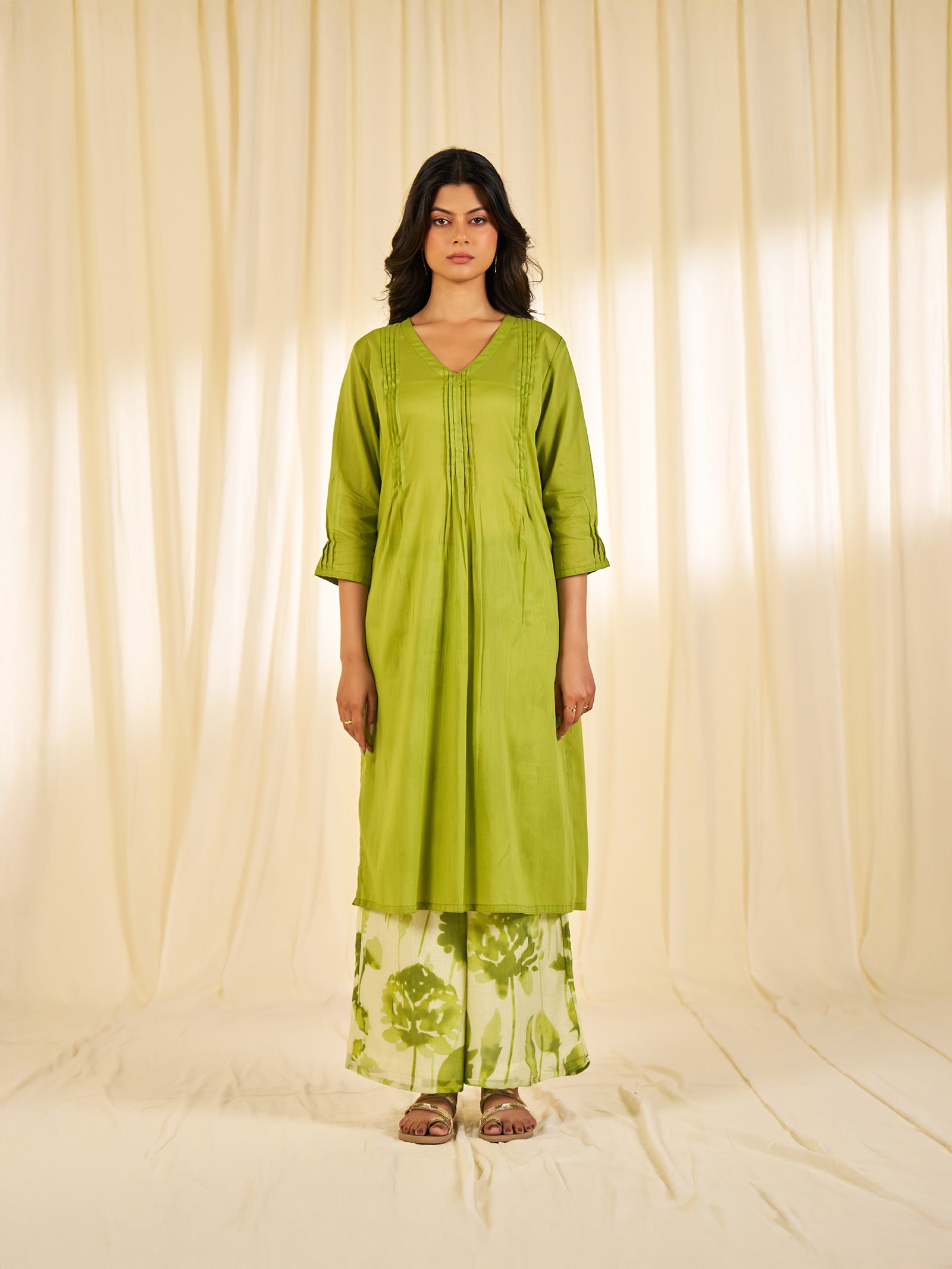 Summer Season Green Voile Kurta