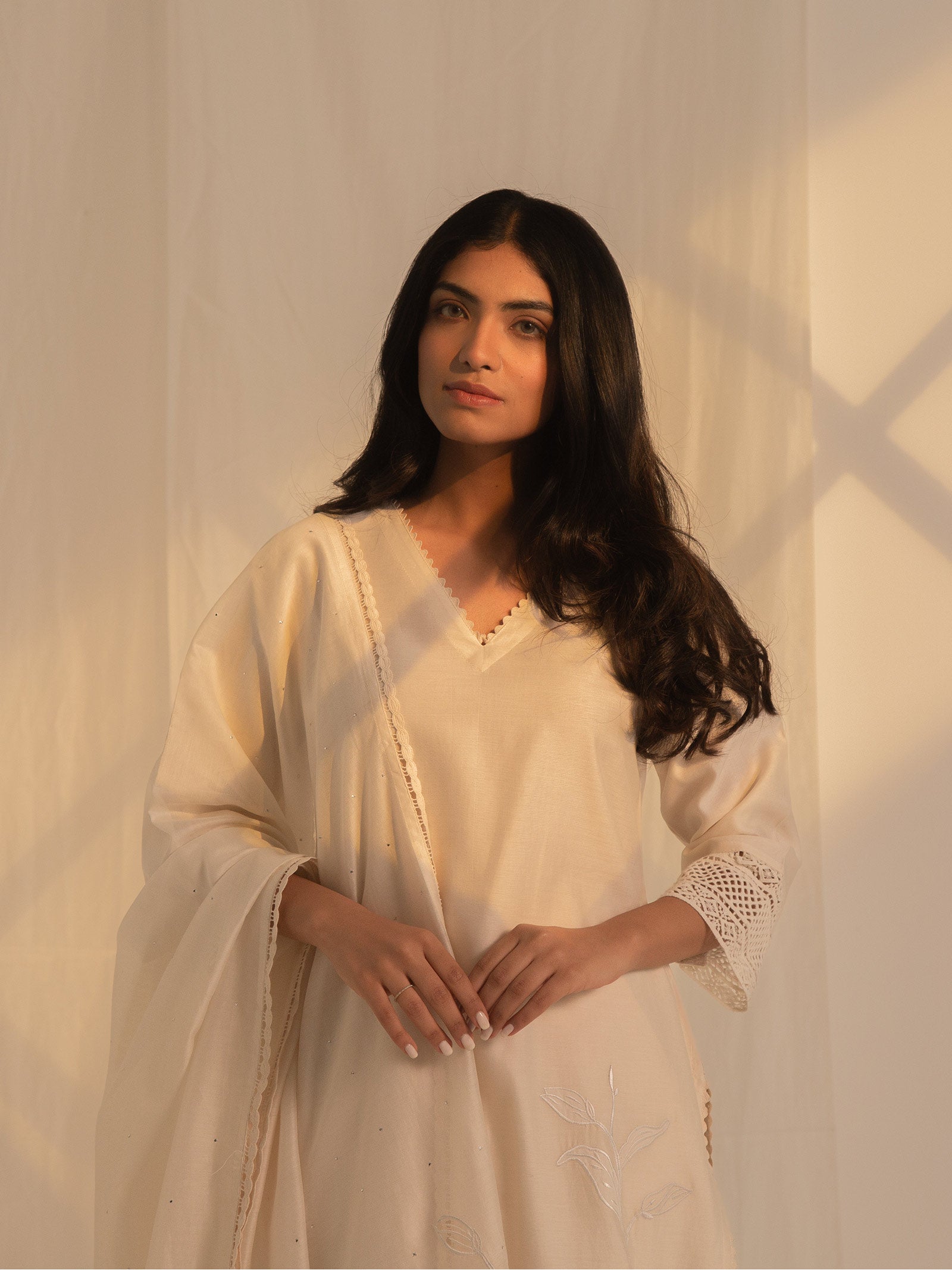 Cream Bisque Chanderi Kurta