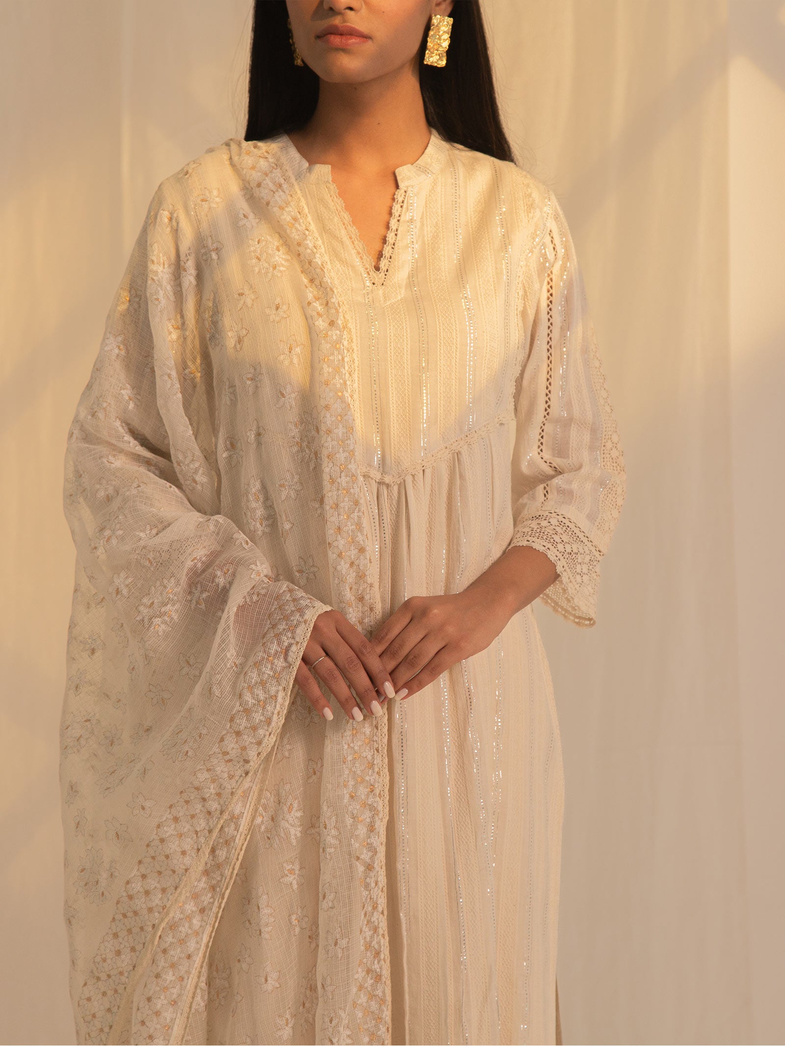 Raw Ecru Plush Cotton Kurta