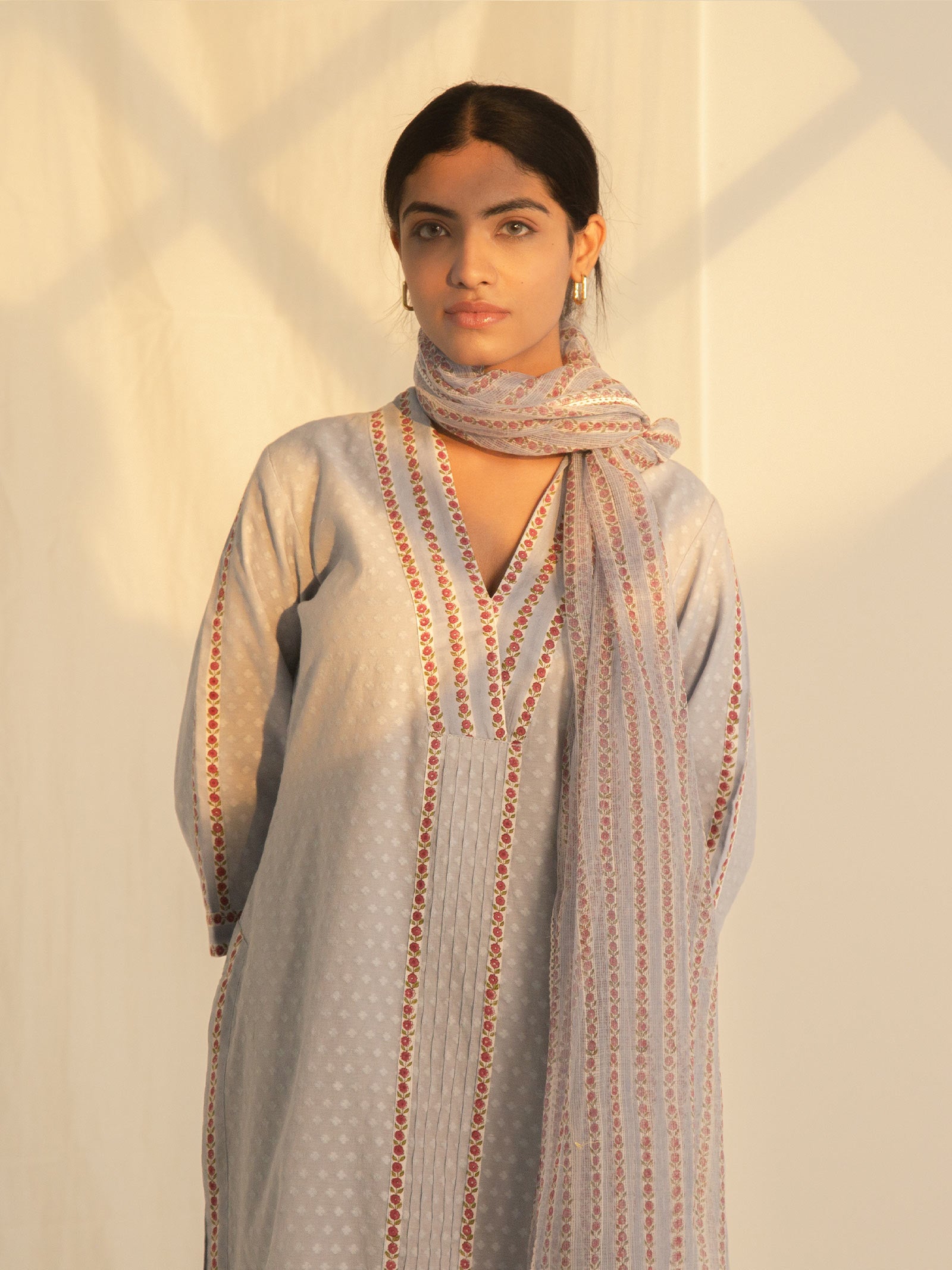 Blue Roses Chanderi Kurta