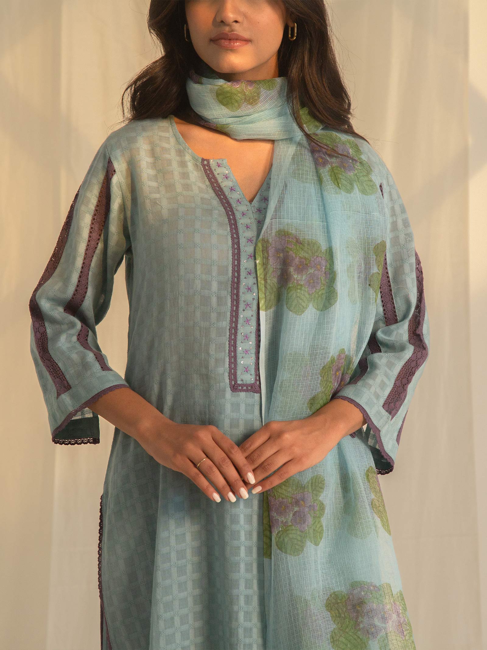 African Violet Kota Dupatta