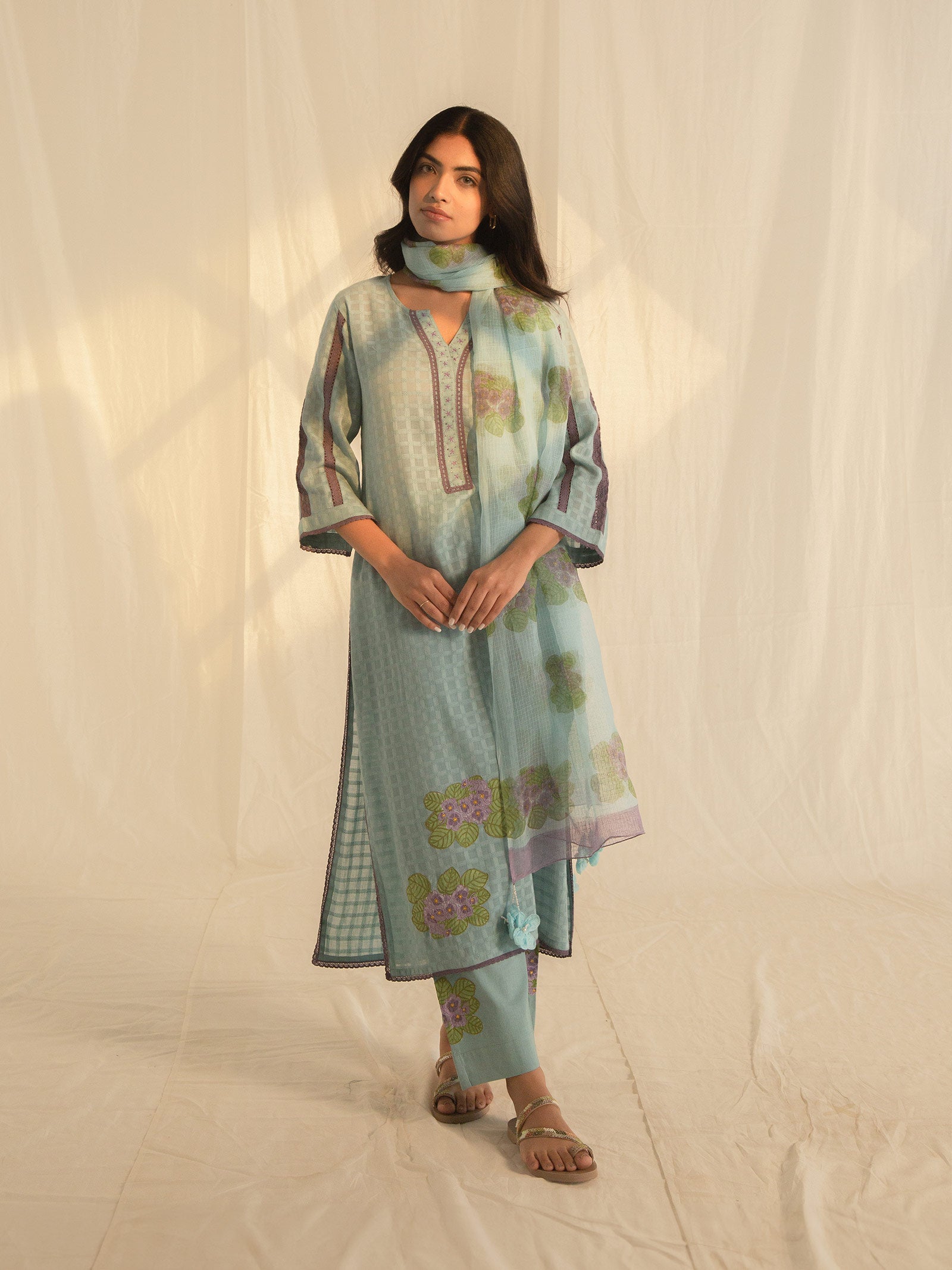 African Violet Kota Dupatta