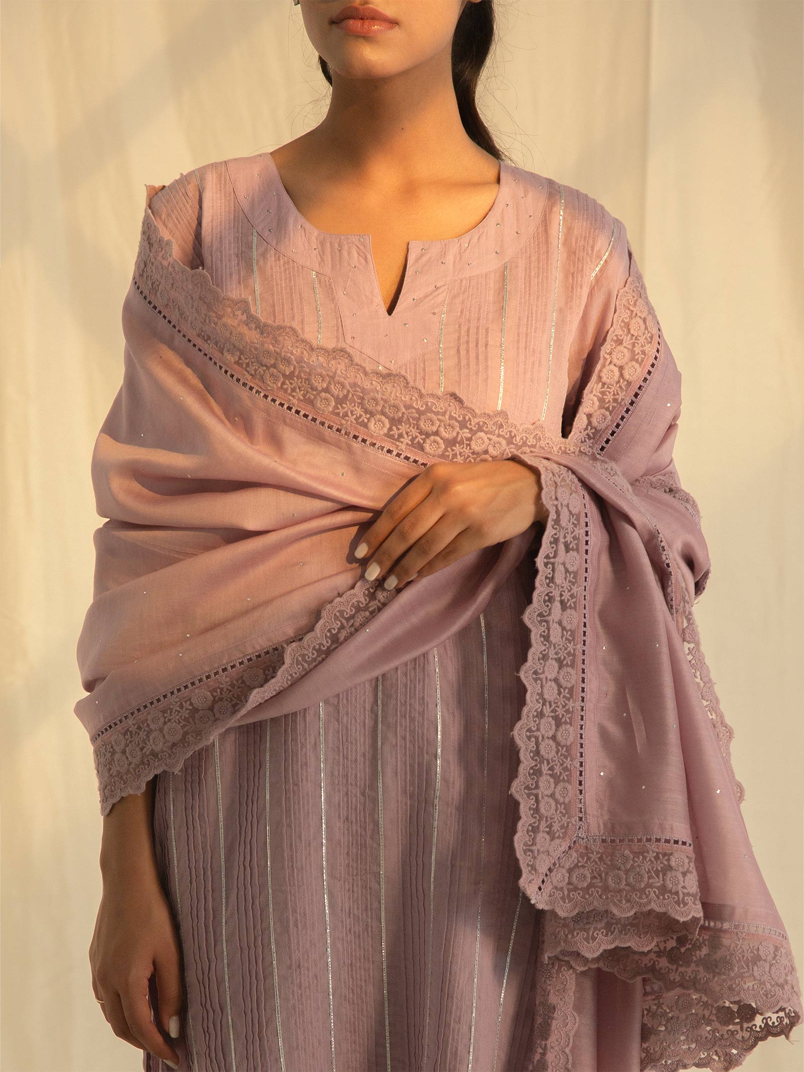 Mauve Chantilly Chanderi Dupatta