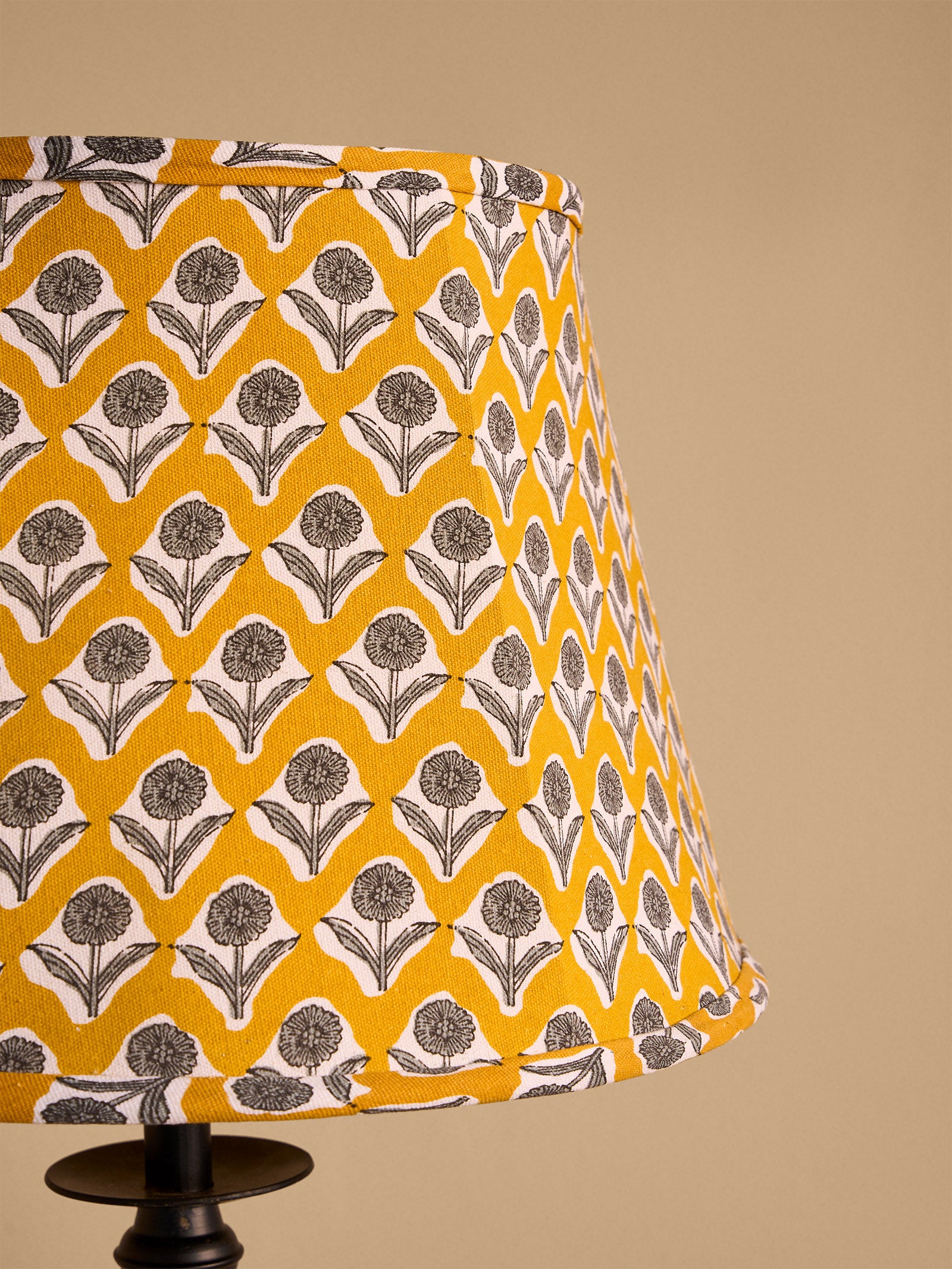 Block-Print Mustard Large Lamp Shade