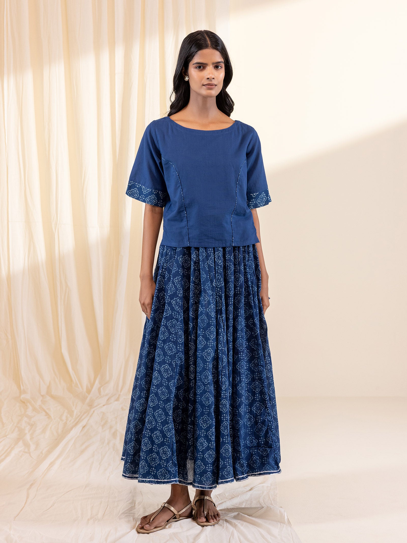 Indigo Starlit Cotton Crop Top