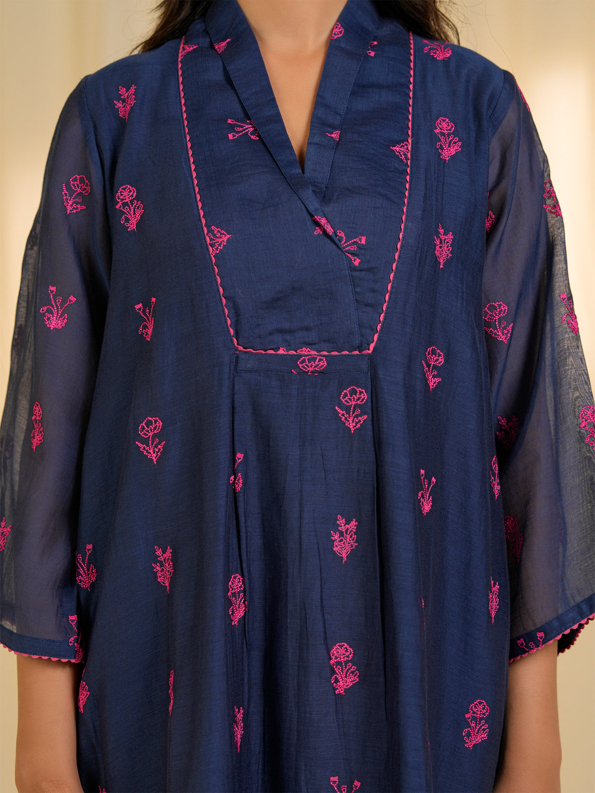 Thread Poetry Ink Flow Chanderi Kurta