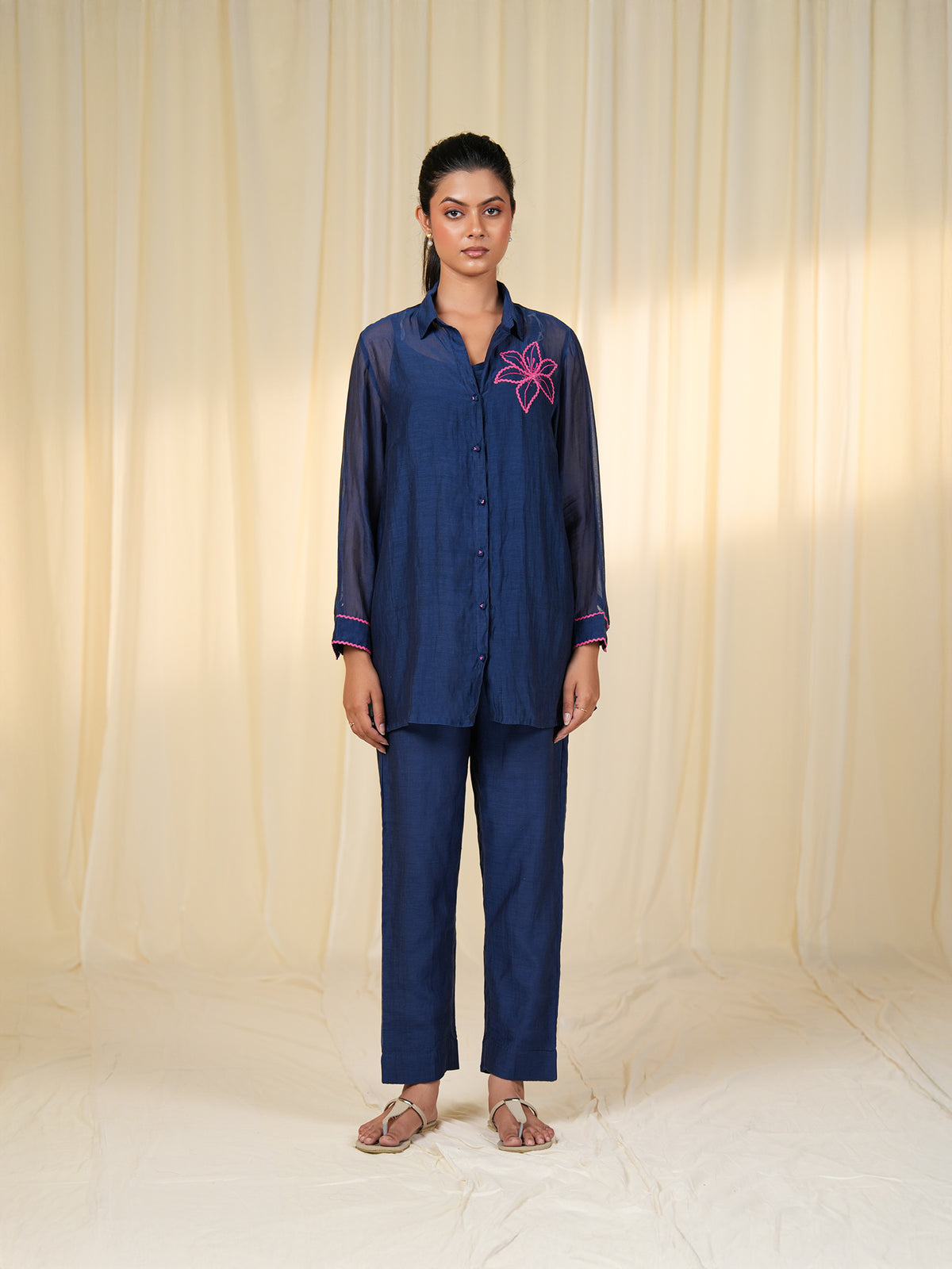 Thread Poetry Ink Flow Chanderi Shirt (Set of 2)