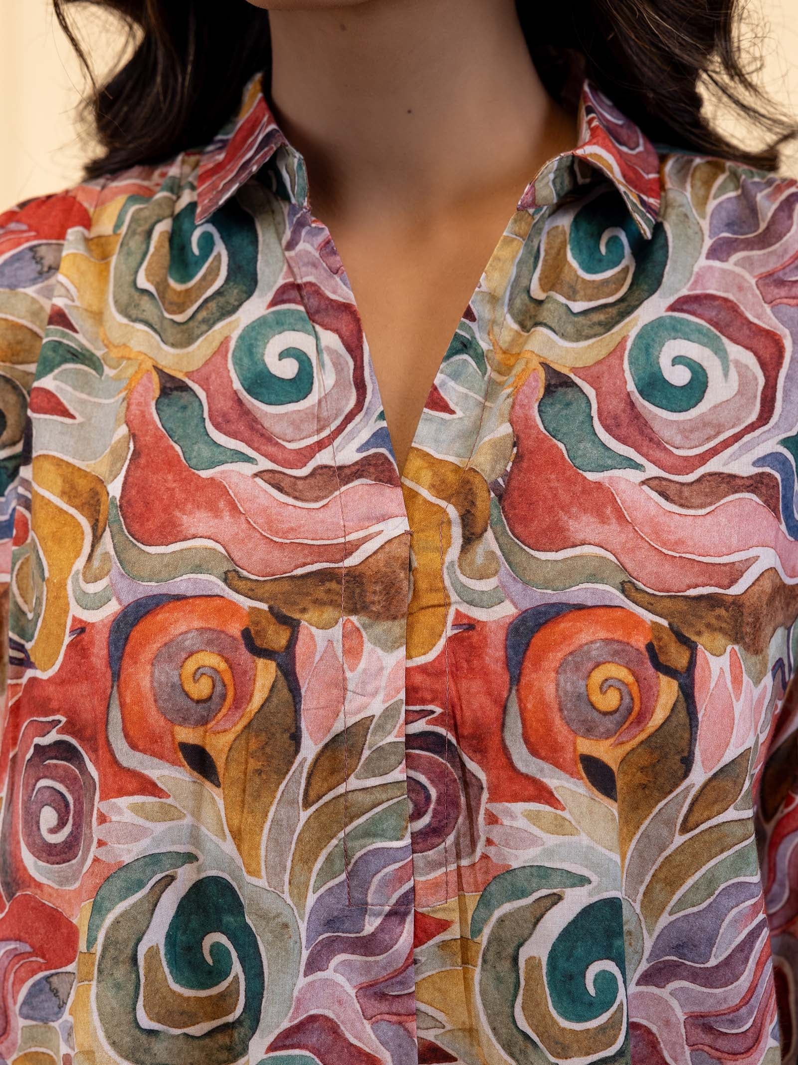 Trance Busy Peach Cotton Kurta