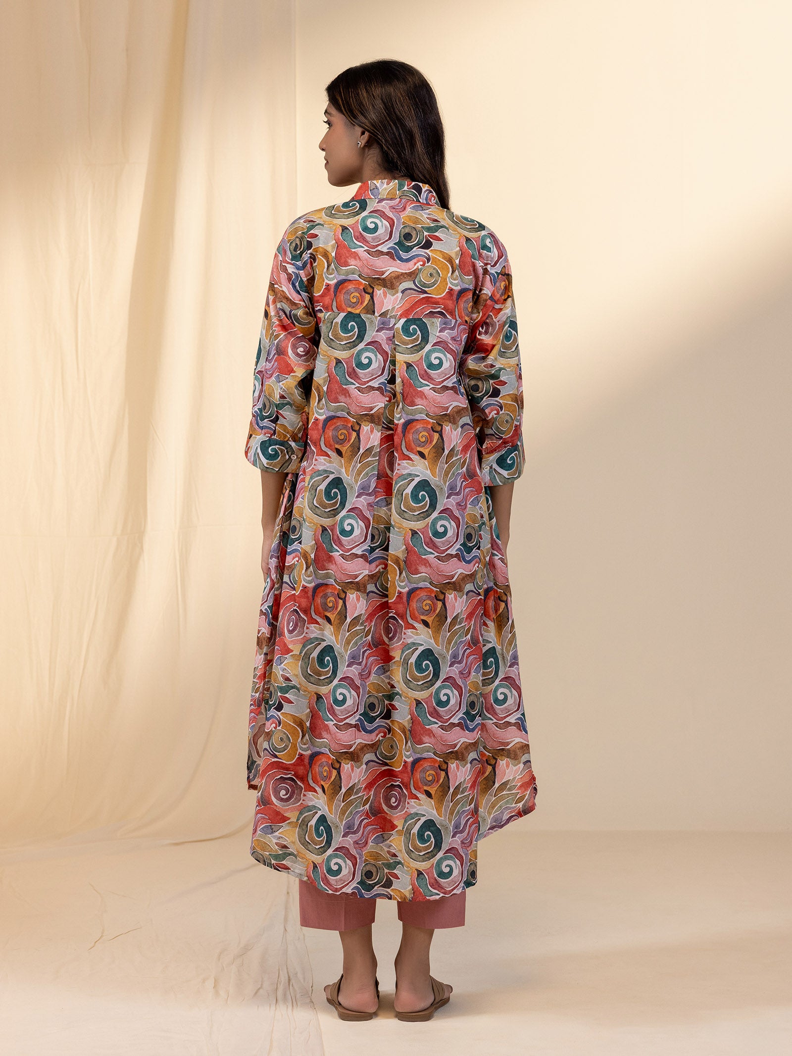 Trance Busy Peach Cotton Kurta