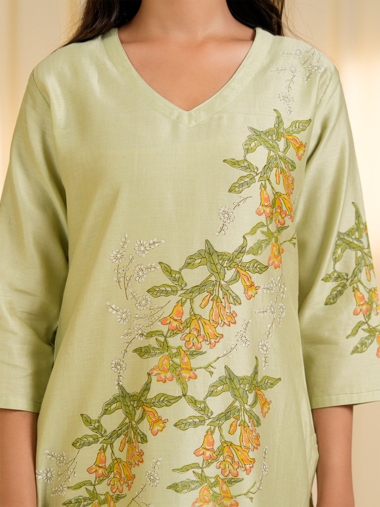 Trumpet Wine Chanderi Kurta
