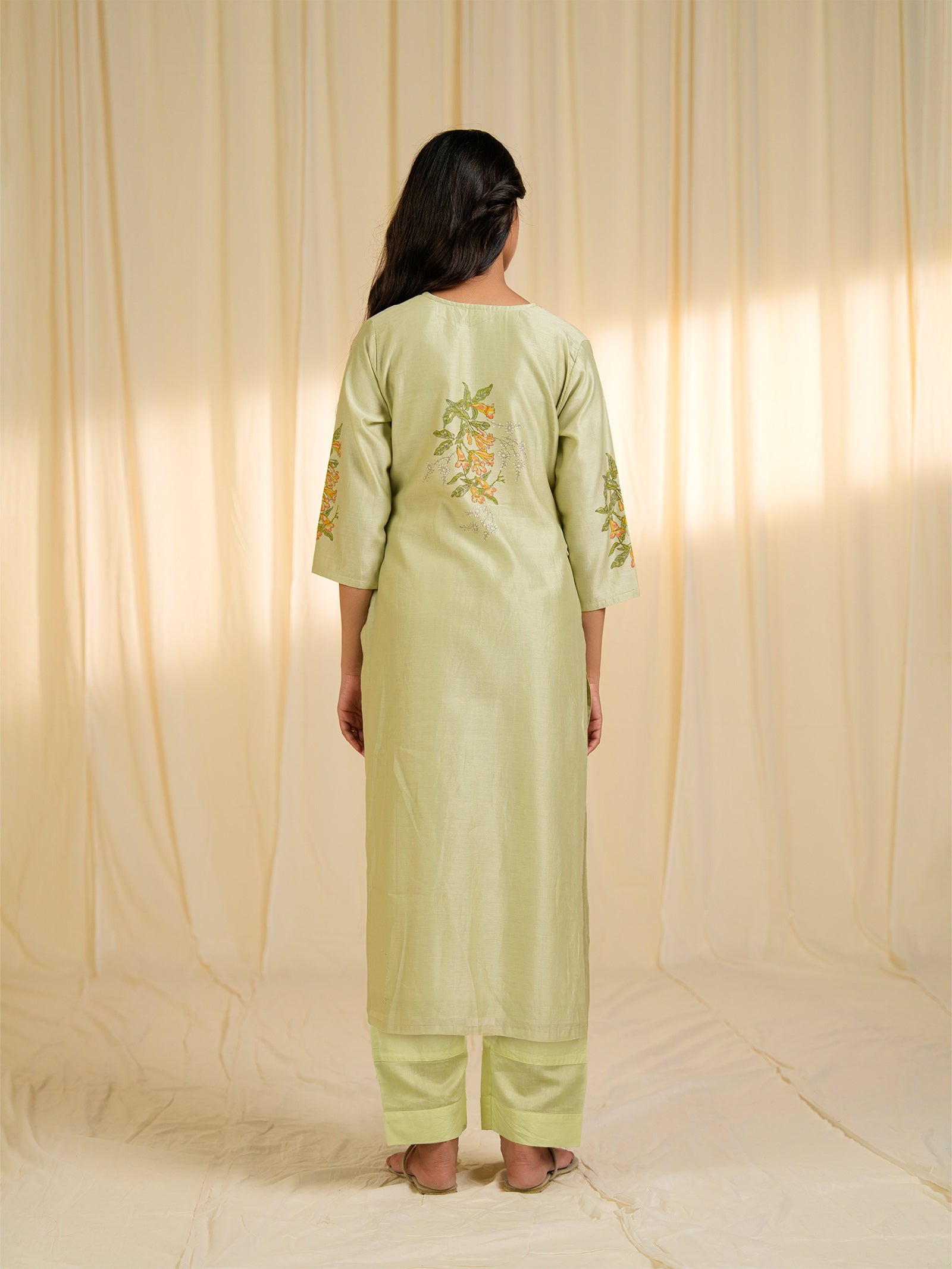 Trumpet Wine Chanderi Kurta