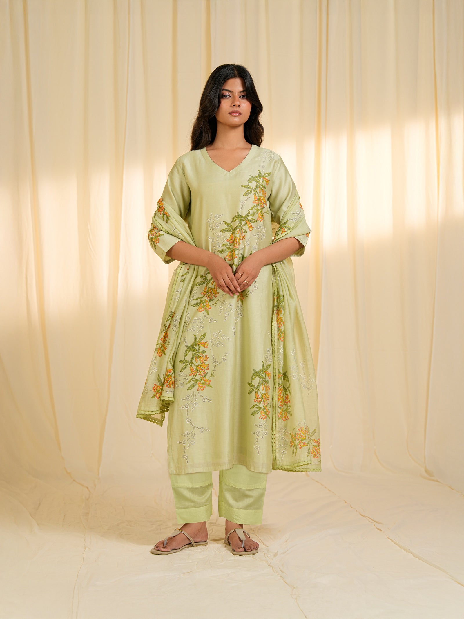 Trumpet Wine Chanderi Kurta