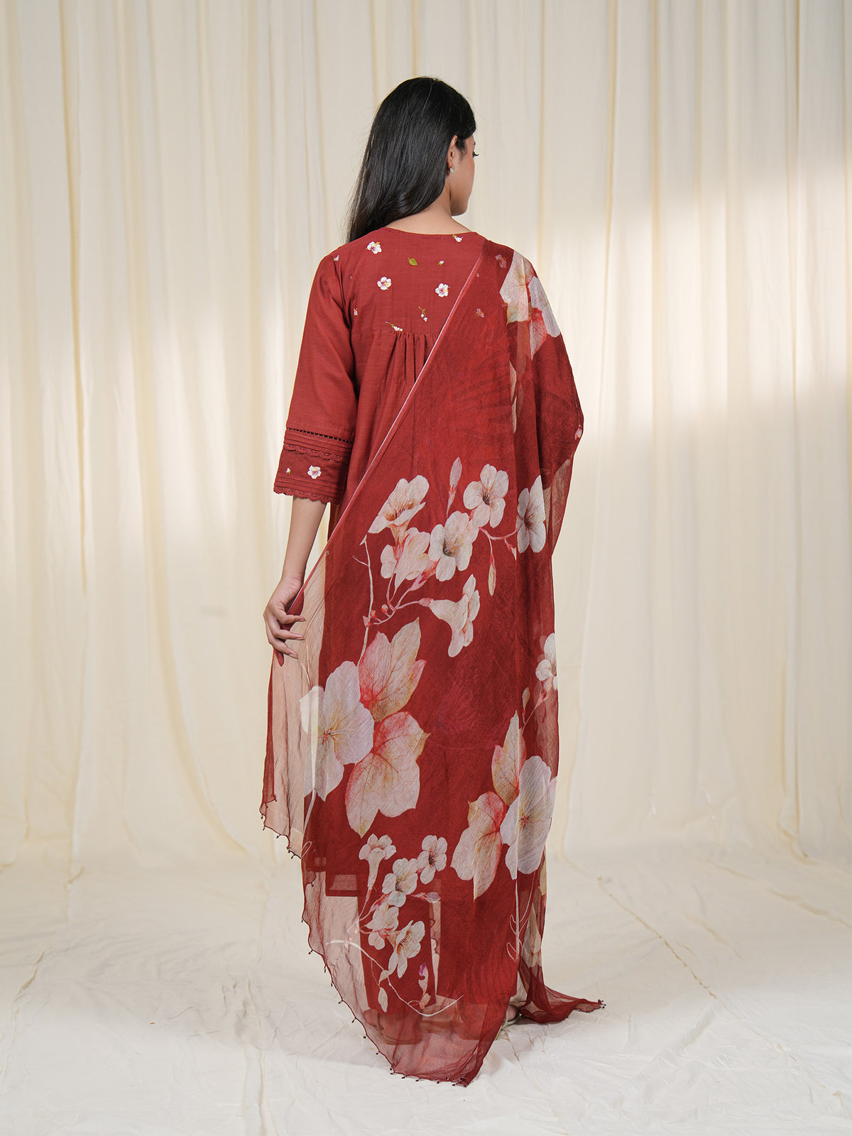 Victorian Brick Chiffon Dupatta