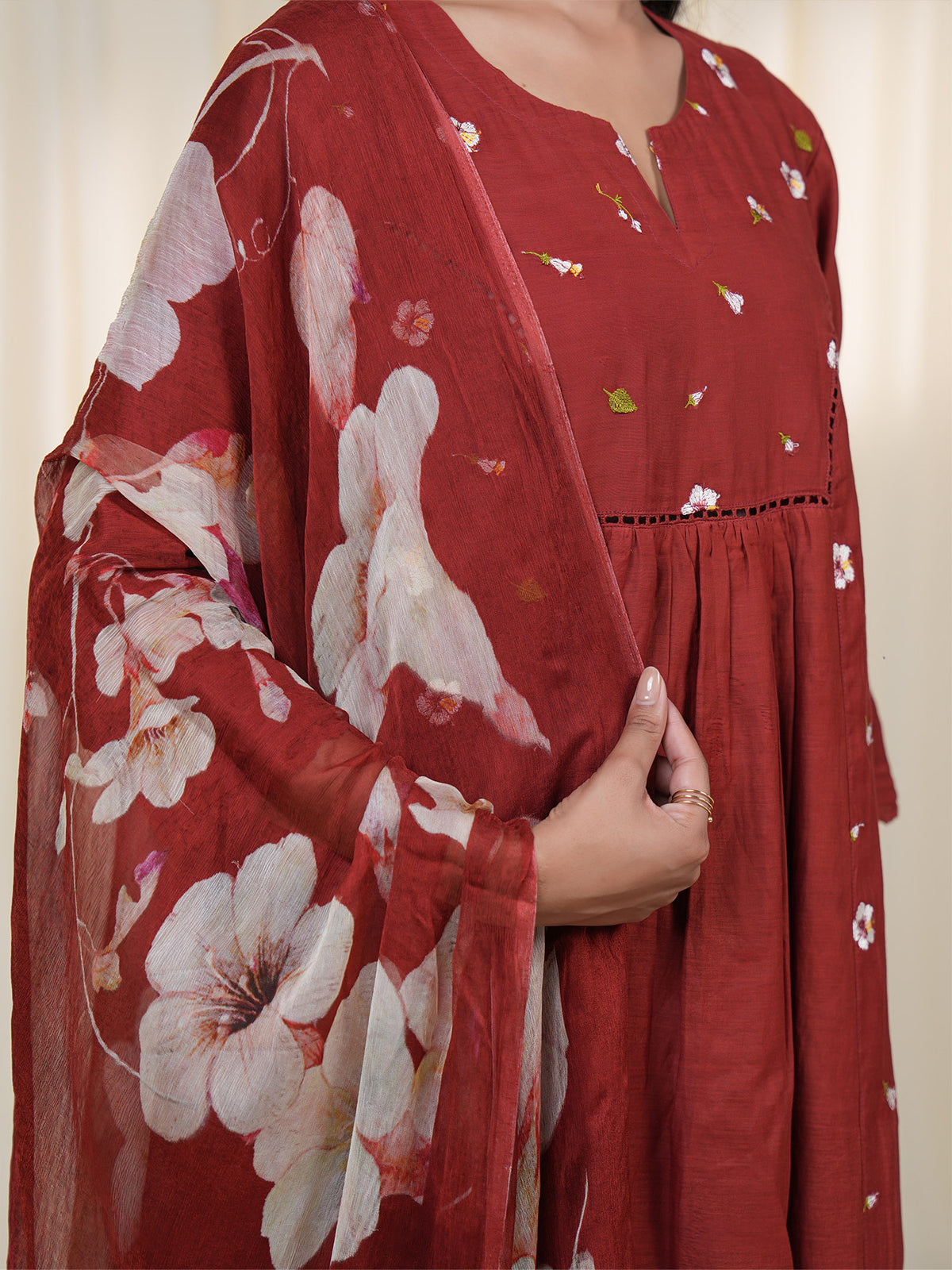 Victorian Brick Chiffon Dupatta