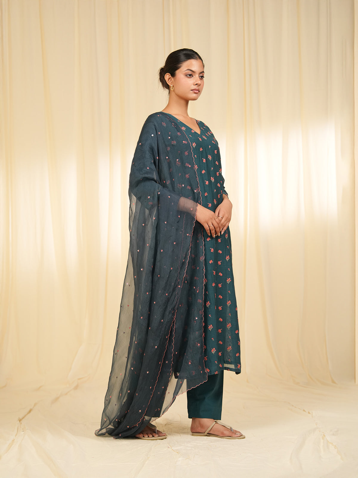 Victorian Harbor Organza Dupatta