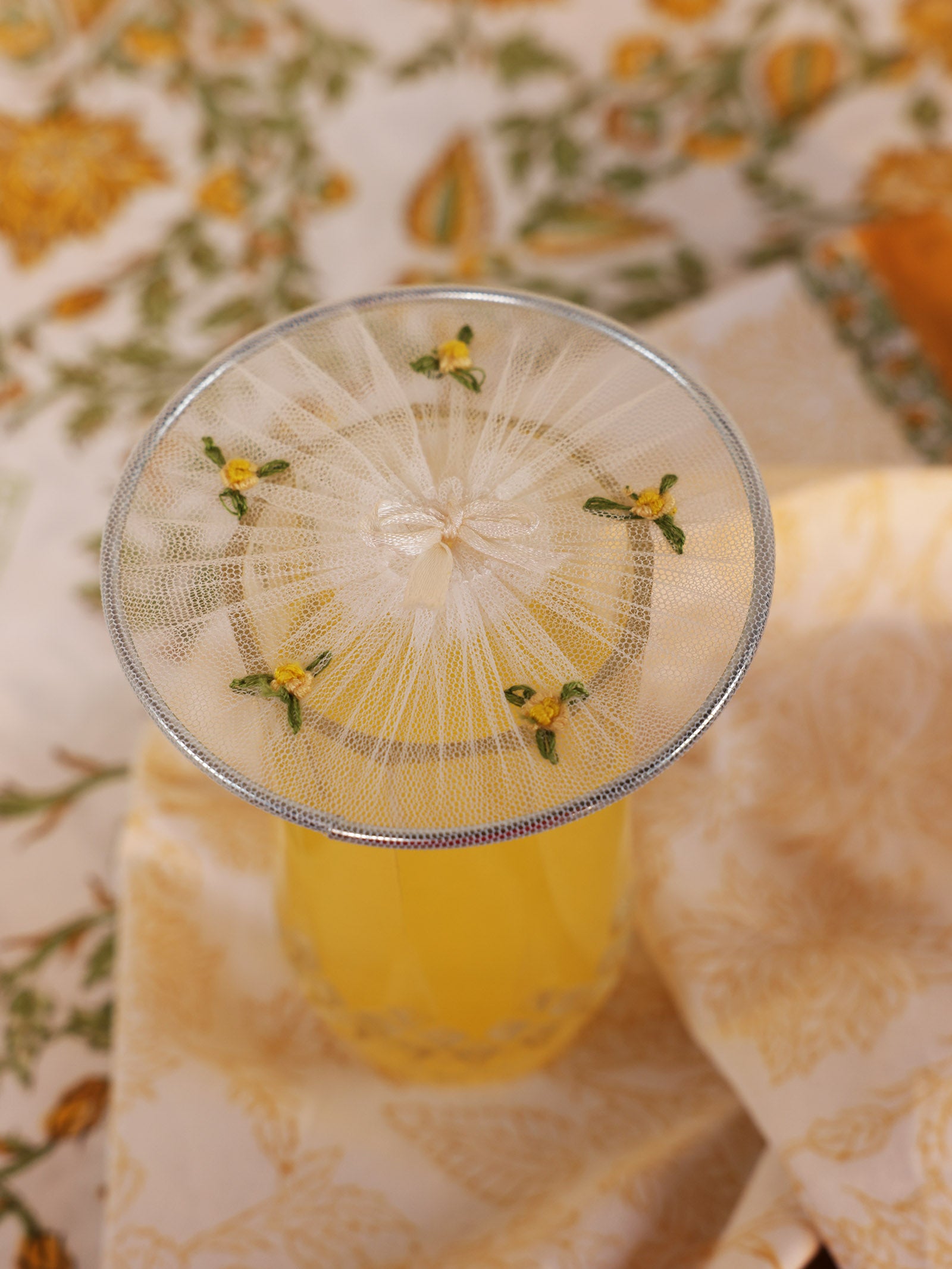 Vintage Ring Glass Cover - Yellow (Set of 4pc)