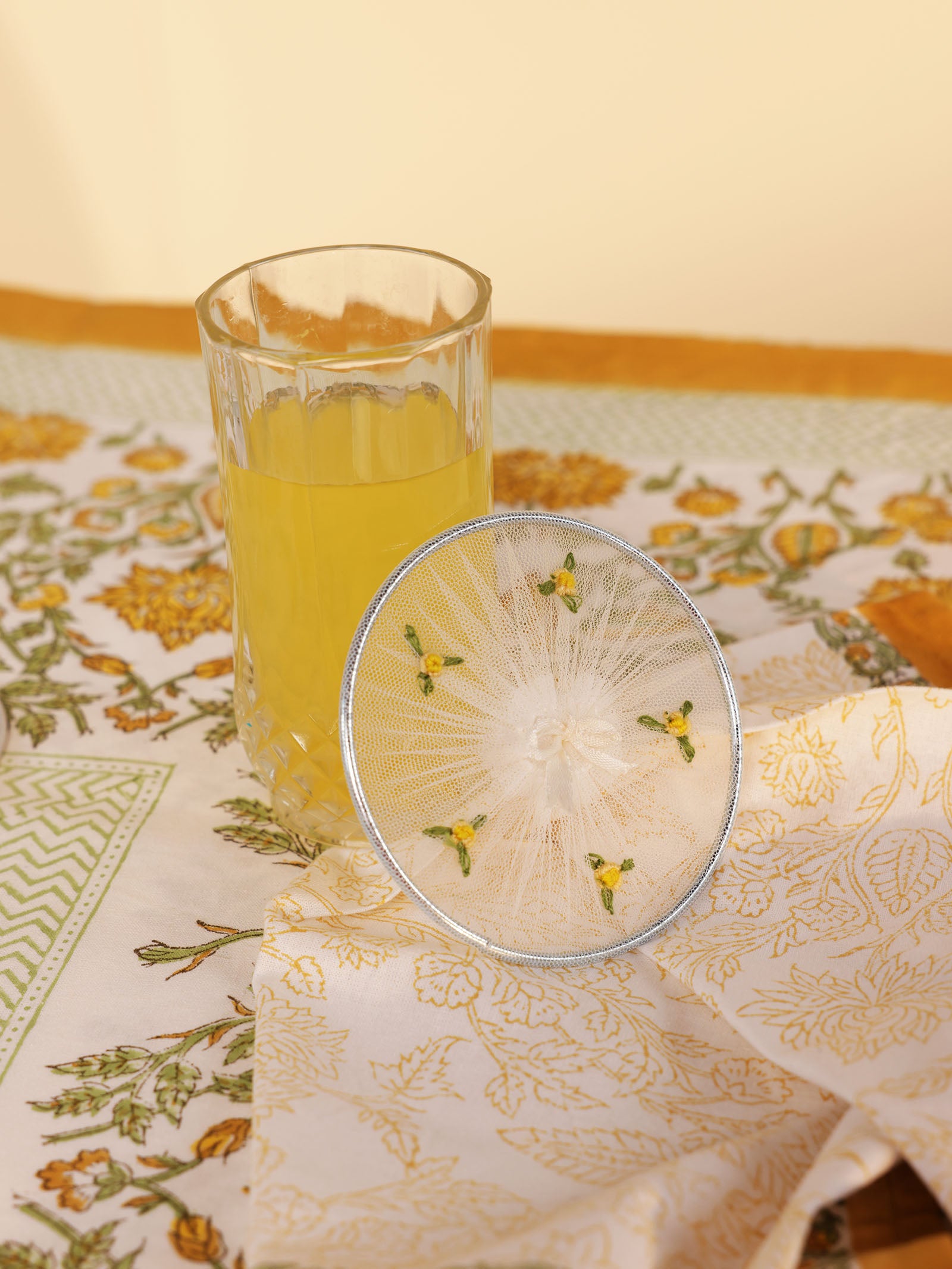 Vintage Ring Glass Cover - Yellow (Set of 4pc)