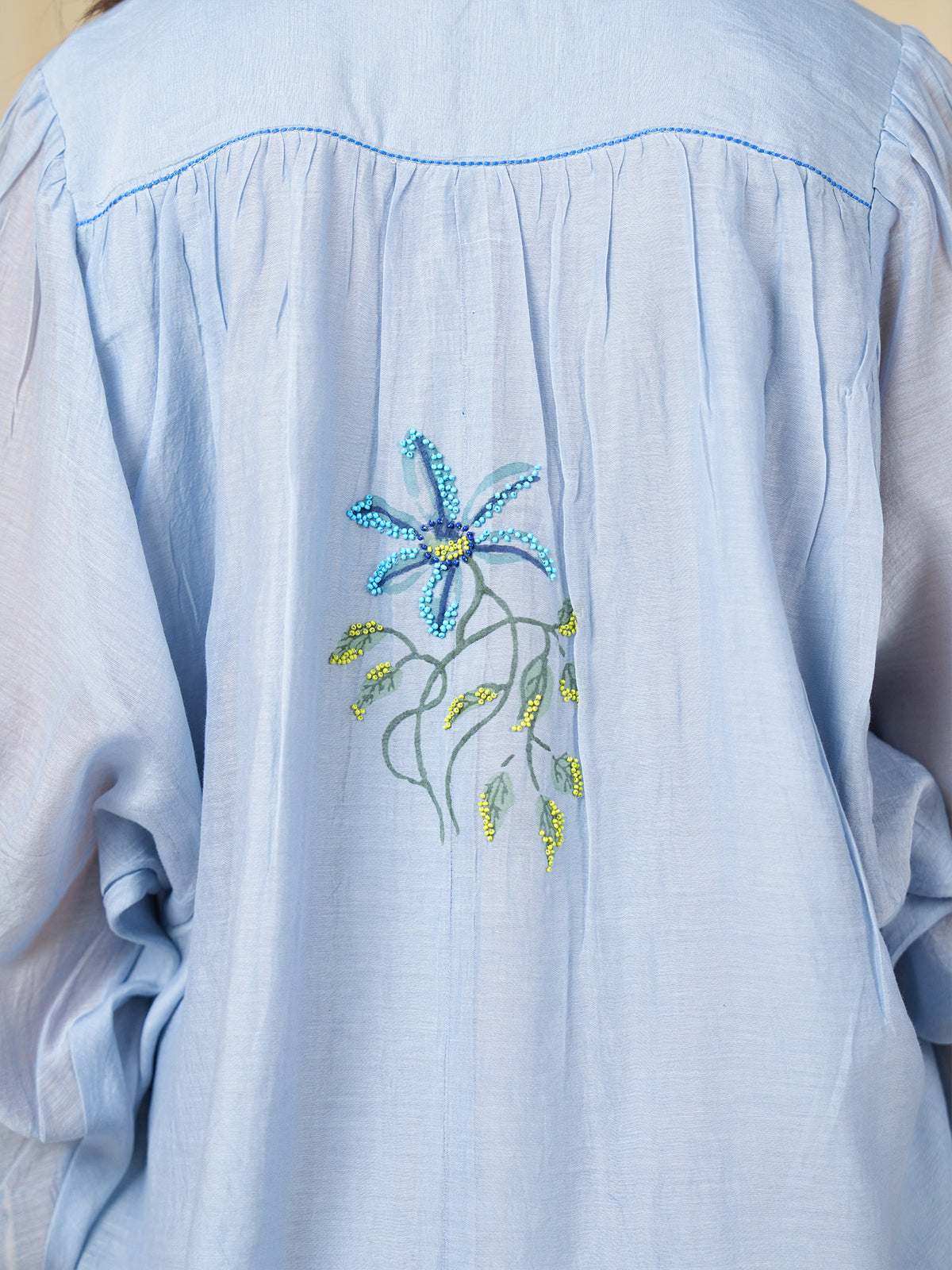 Whimsy Blue Berry Chanderi Shirt