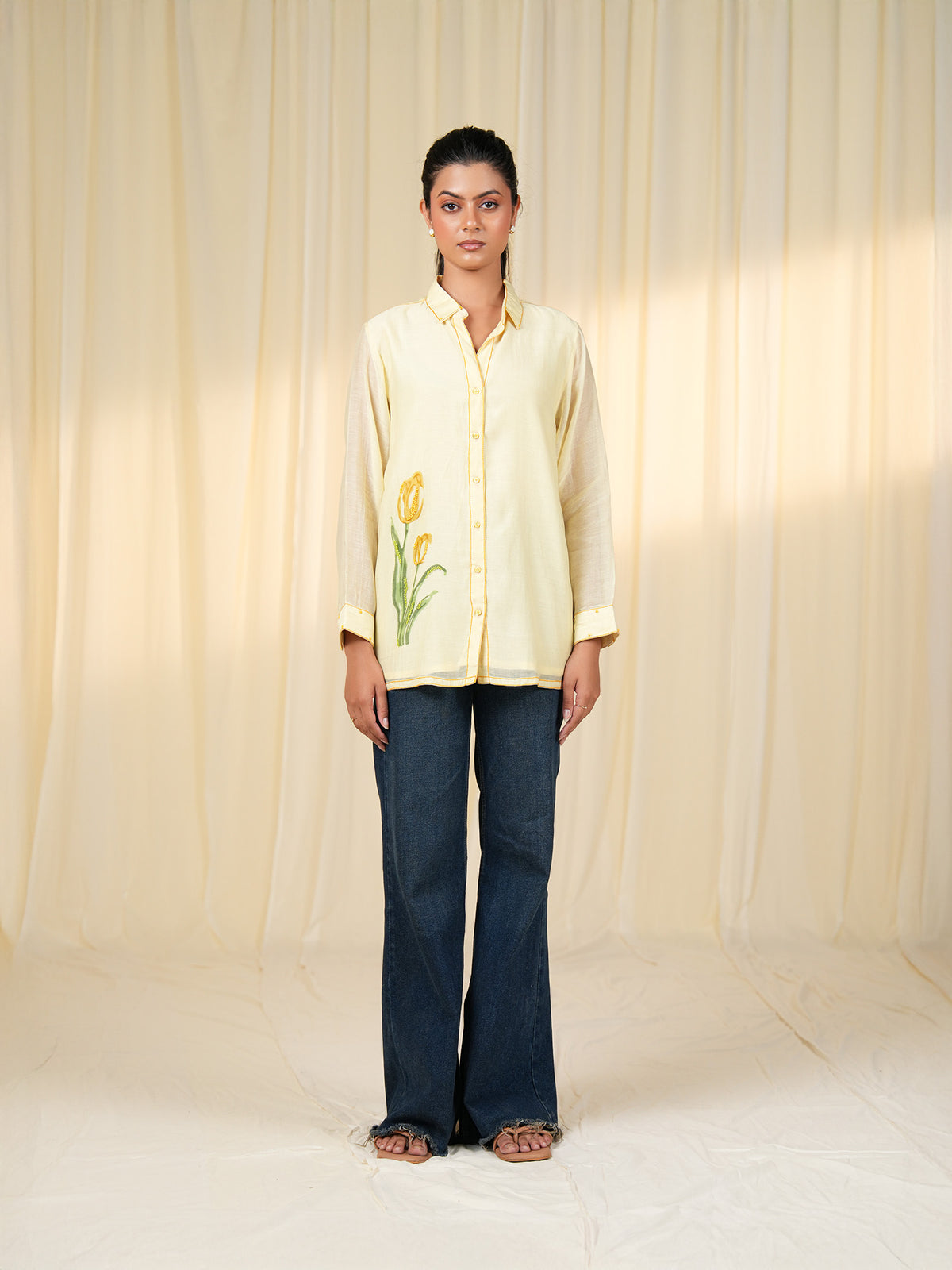 Whimsy Lemon Chanderi Shirt