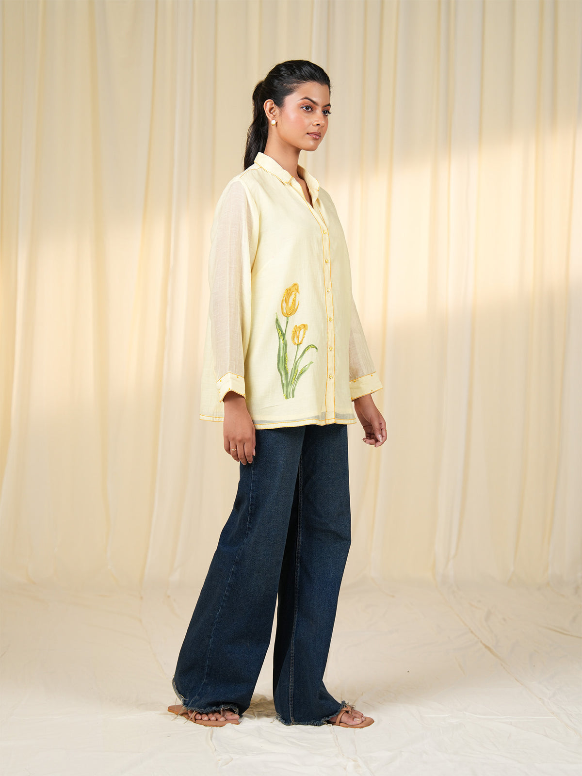 Whimsy Lemon Chanderi Shirt
