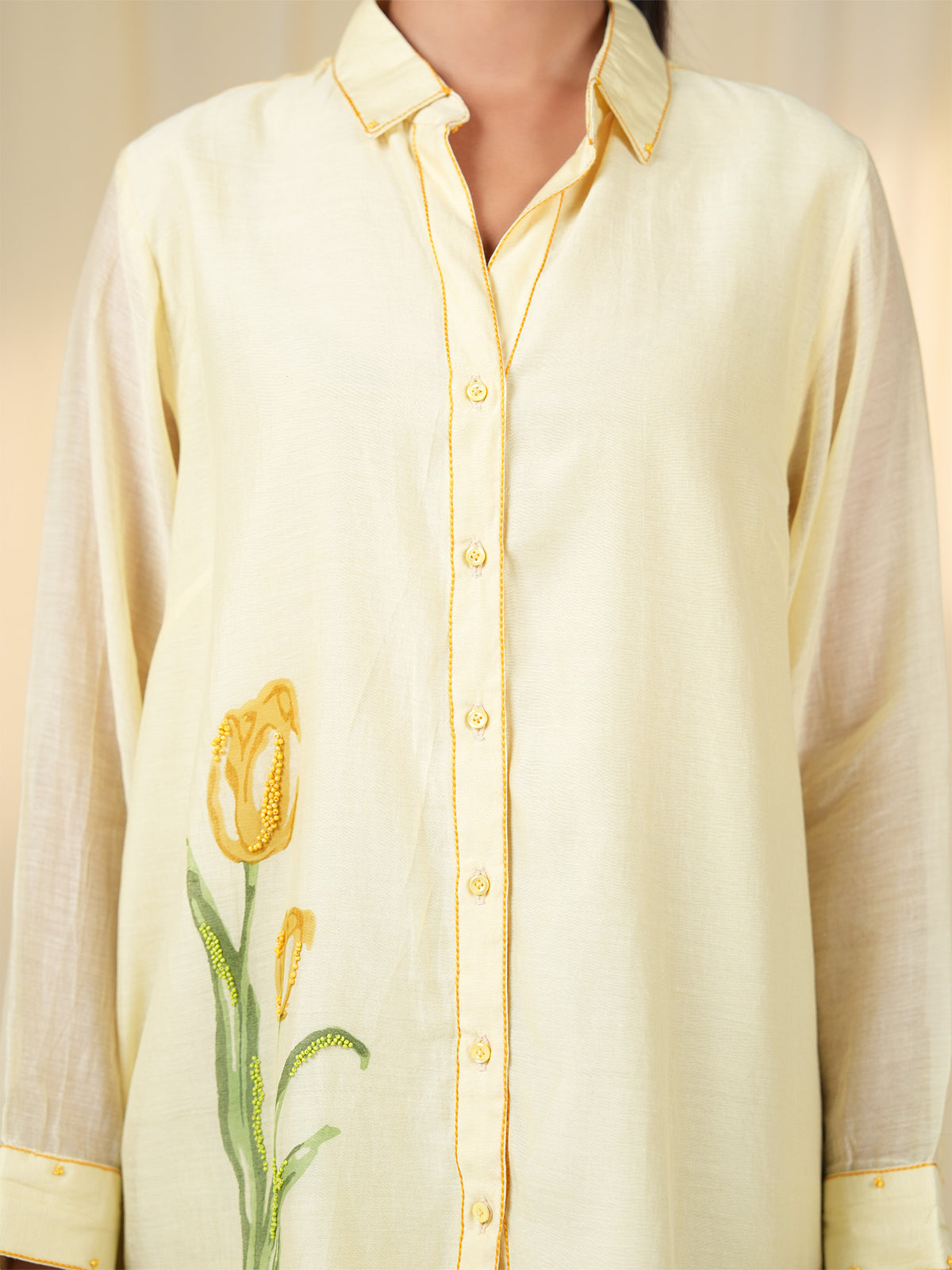 Whimsy Lemon Chanderi Shirt