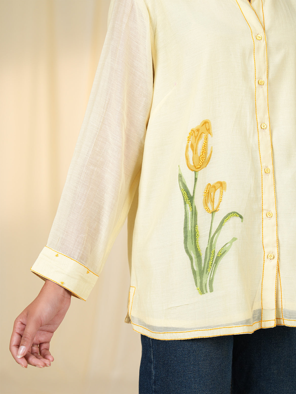 Whimsy Lemon Chanderi Shirt