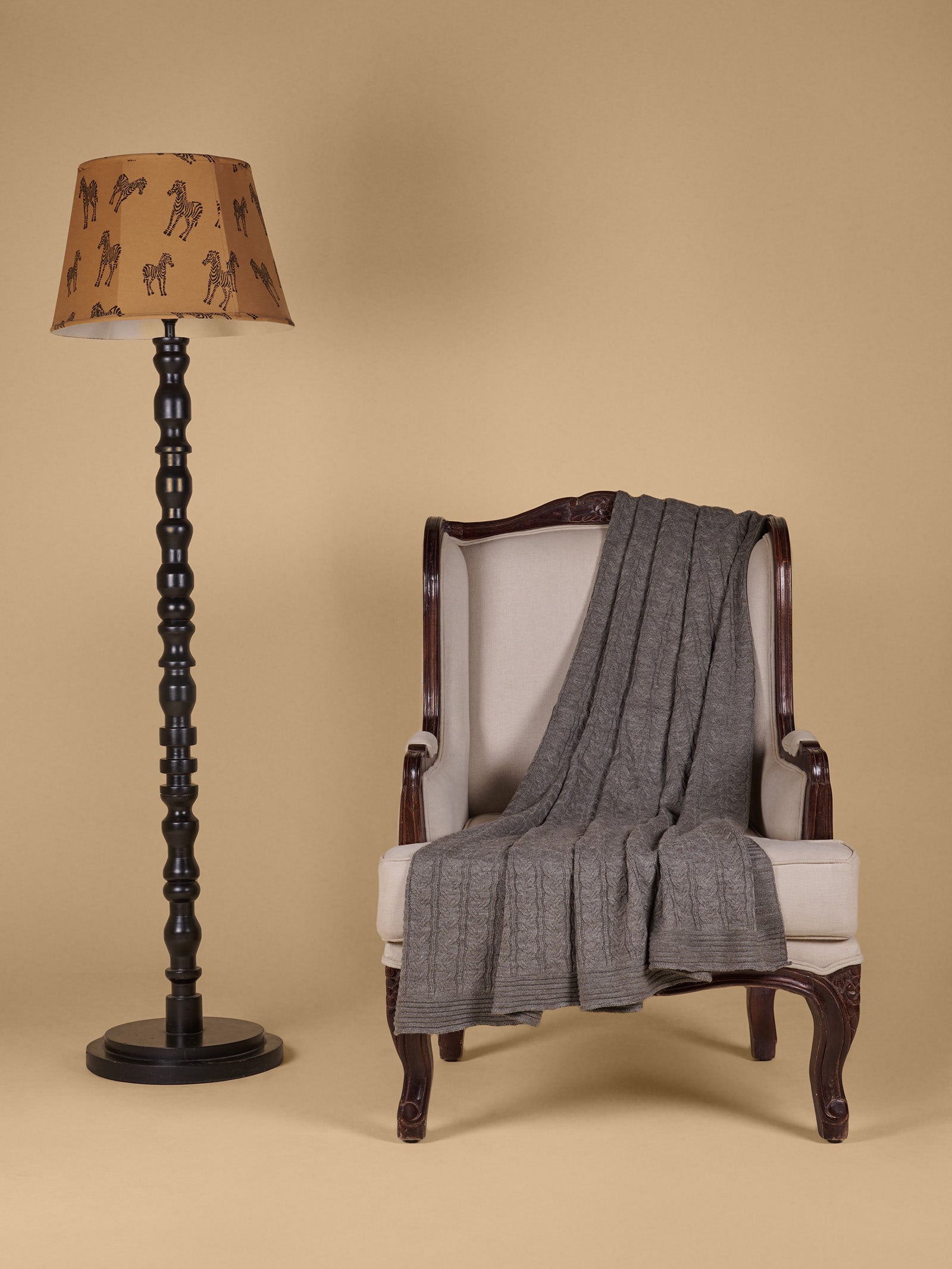 Woollen Knitted Granite Mist Blanket