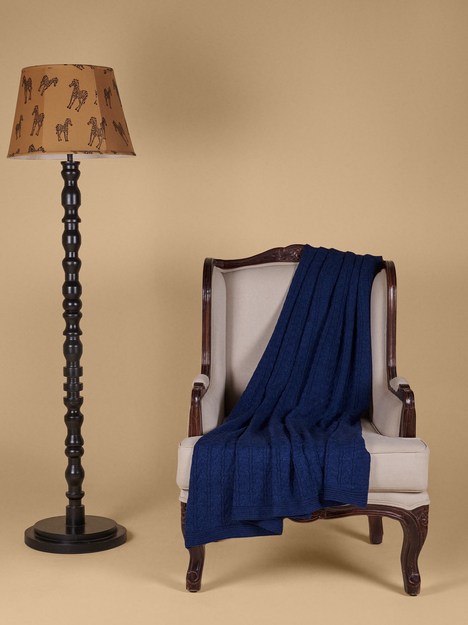 Woollen Knitted Imperial Blue Blanket