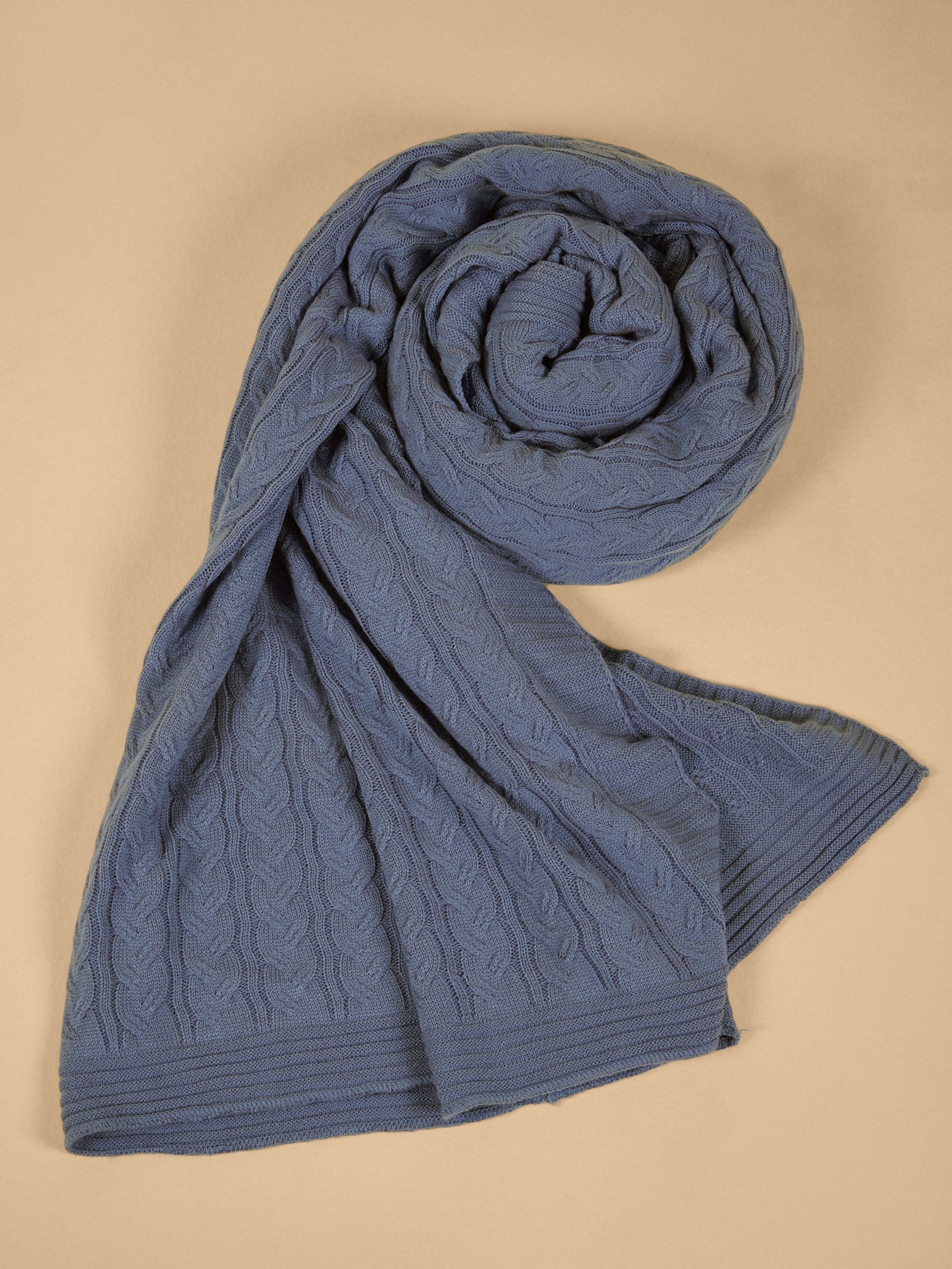 Woollen Knitted Slate Sky Blanket
