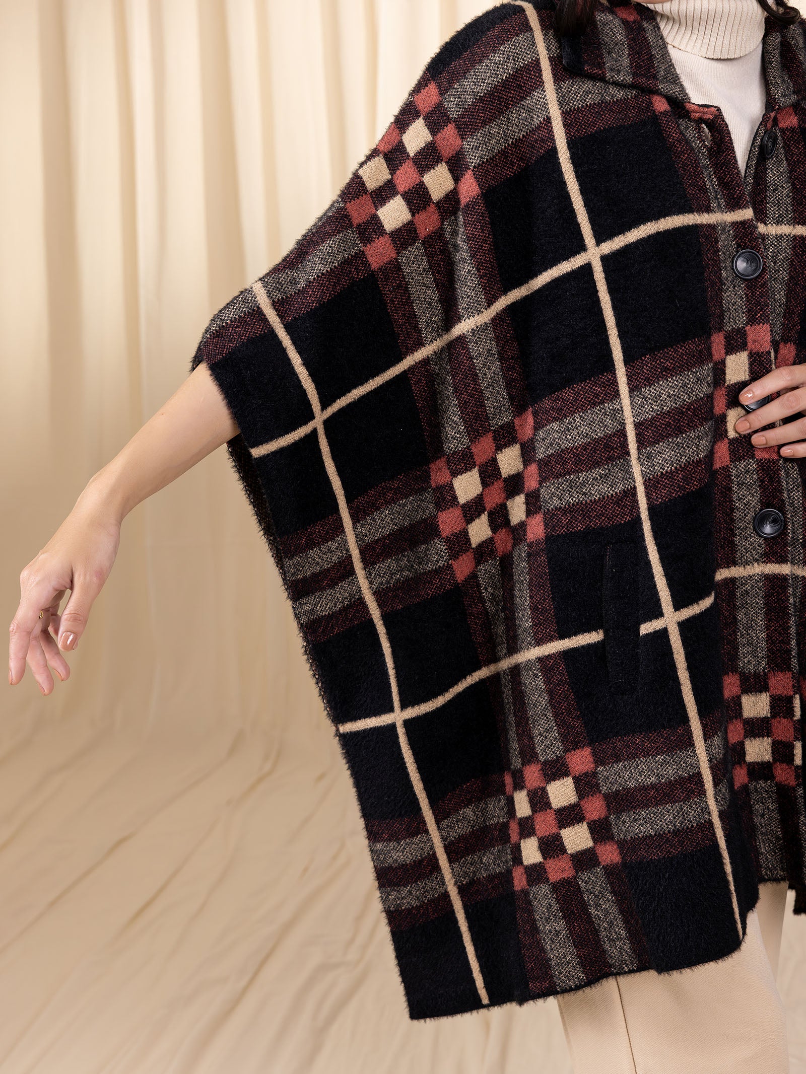 Woollen Rust Grid Cape