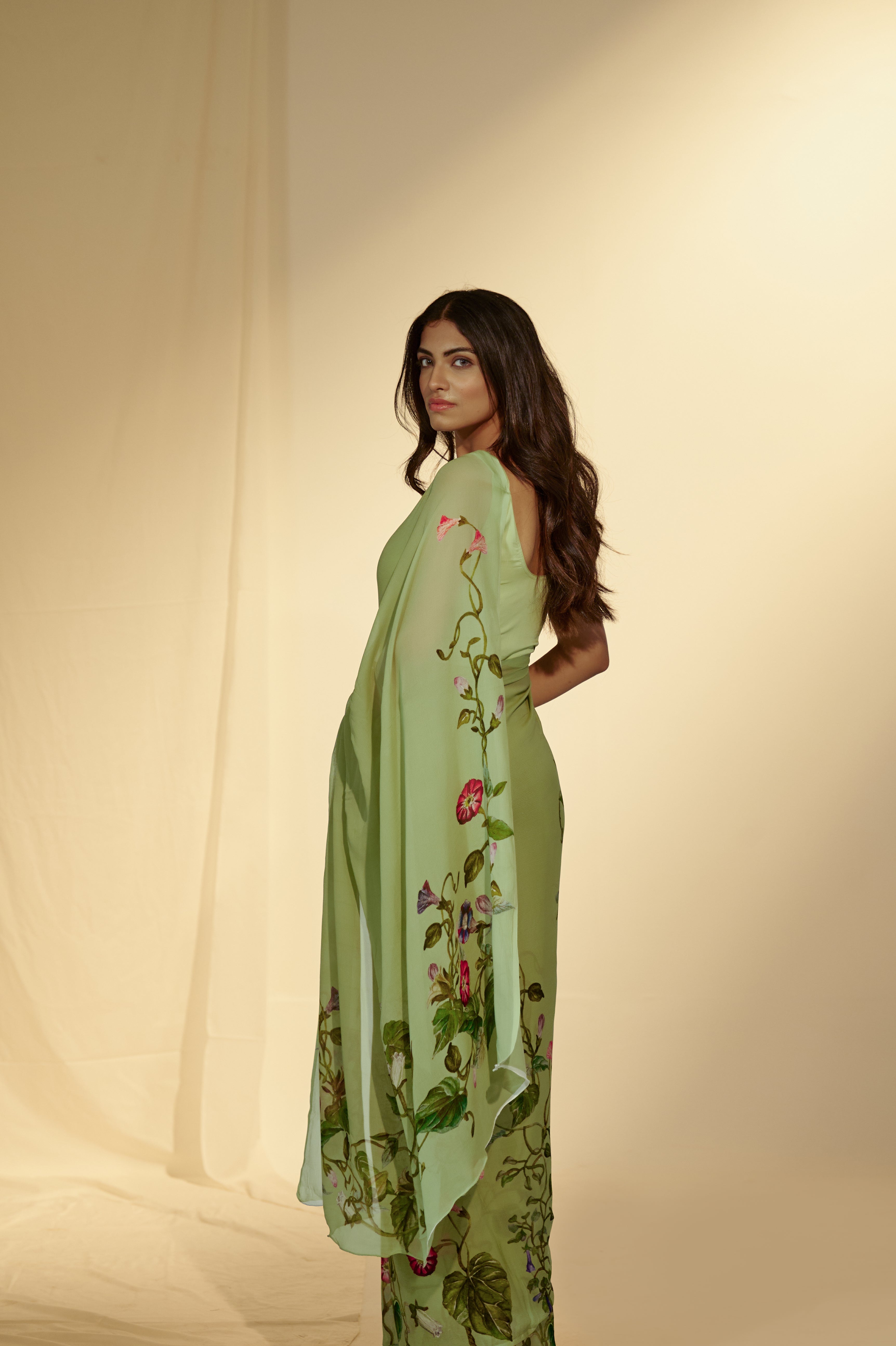 Enchanted Forest - Leopards & Creeper Chiffon Saree