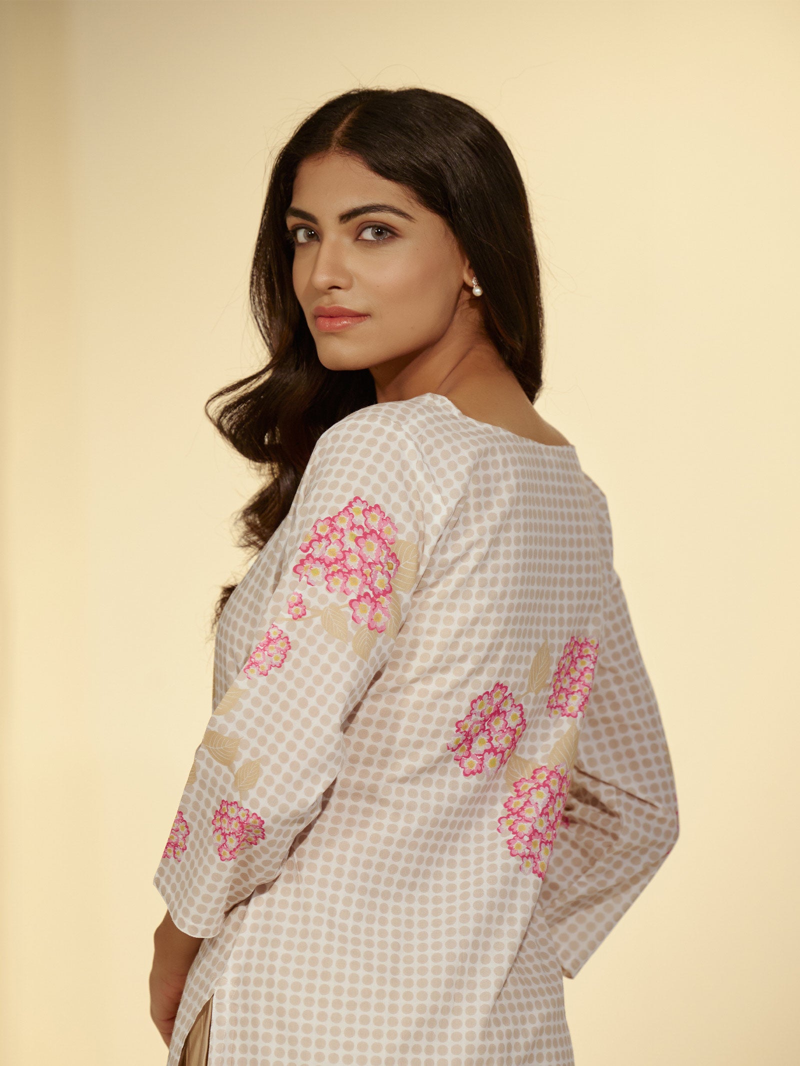 Dots and Flowers Cotton Kurta