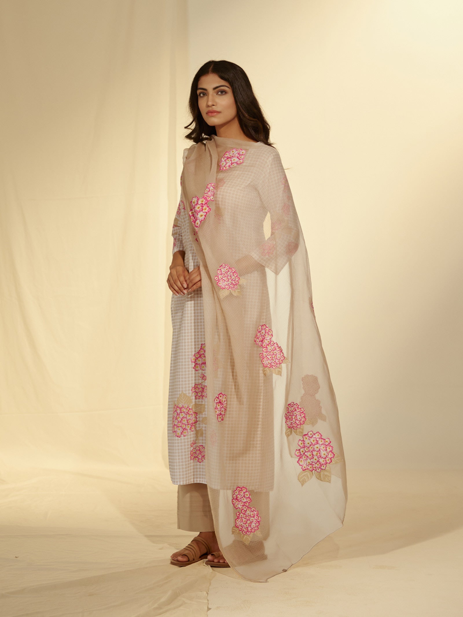 Dots and Flowers Cotton Kurta