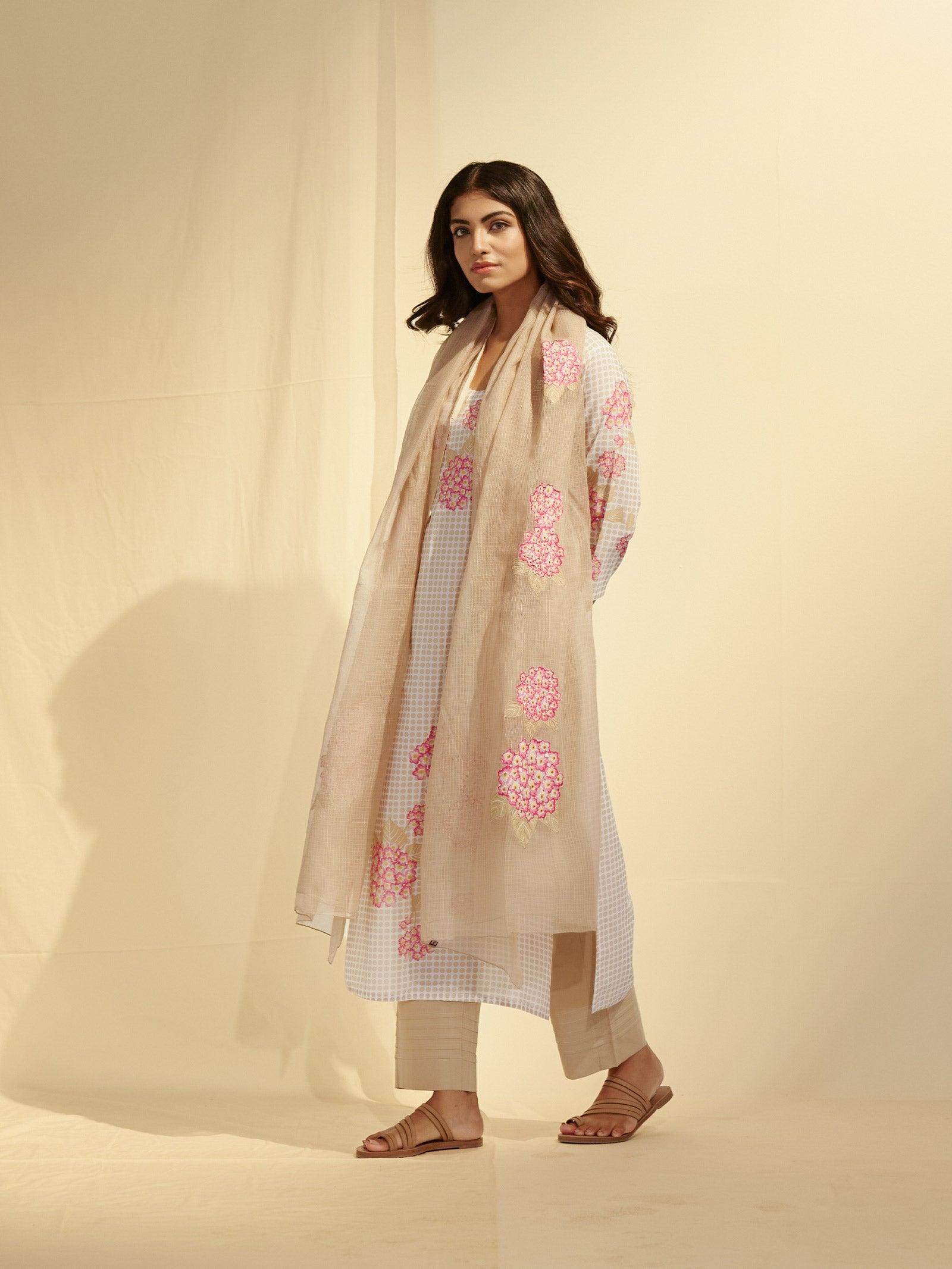 Dots and Flowers Cotton Kurta