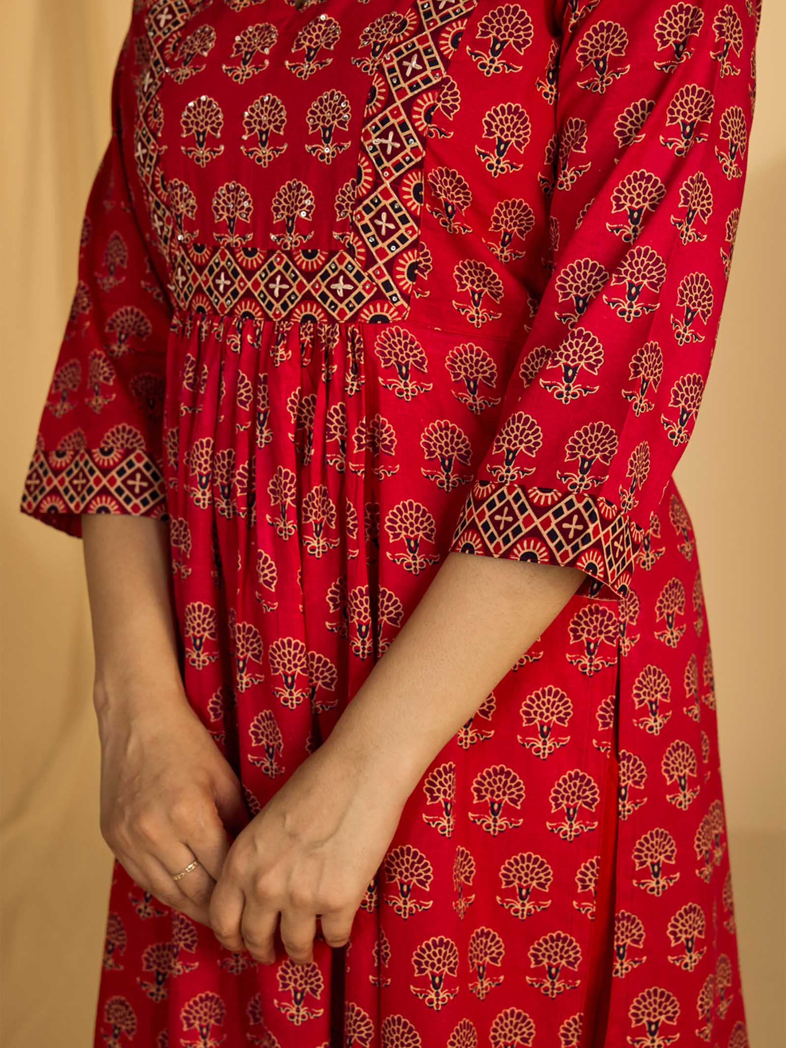 Red - 5 Cotton Kurta