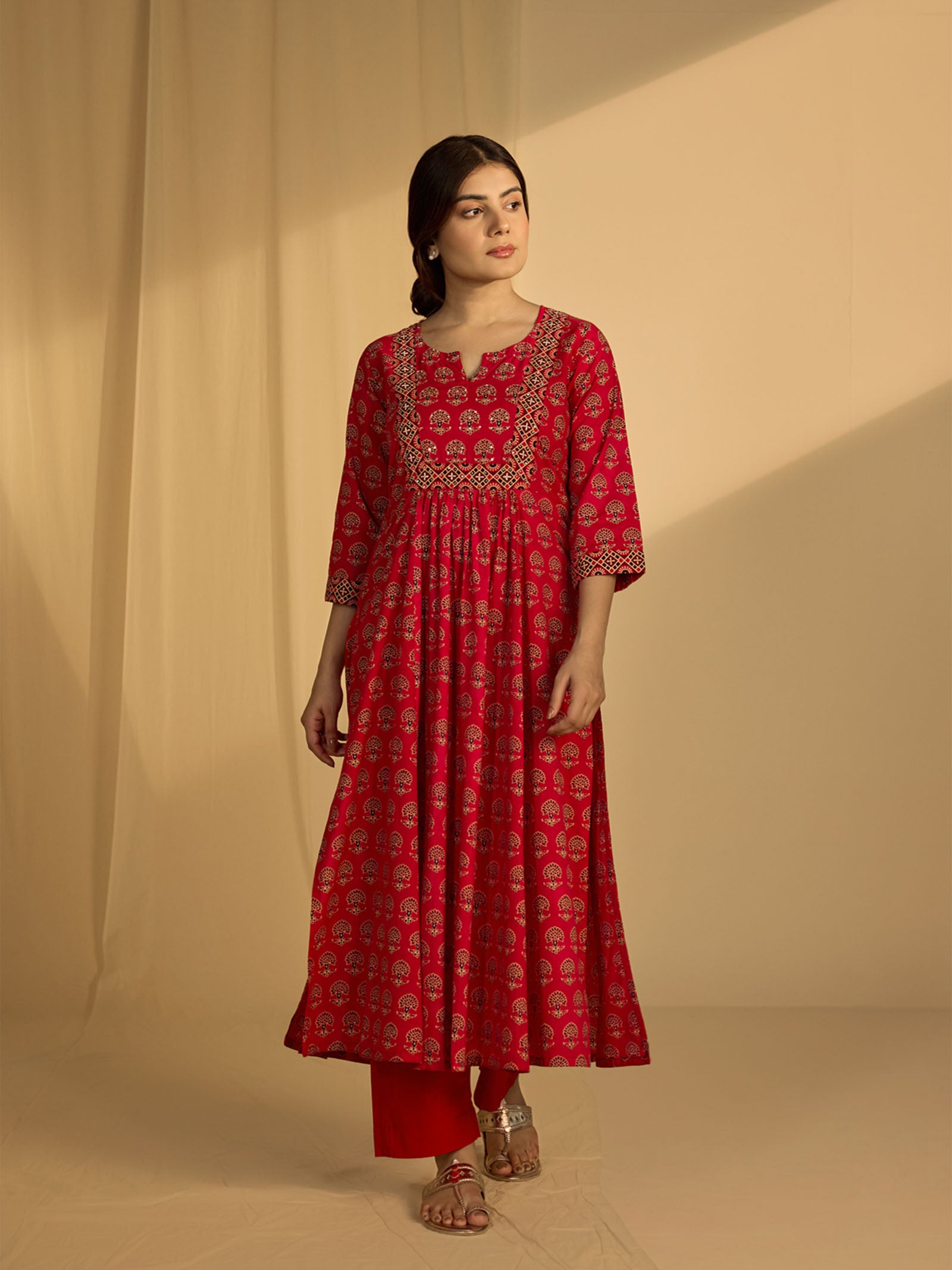 Red - 5 Cotton Kurta