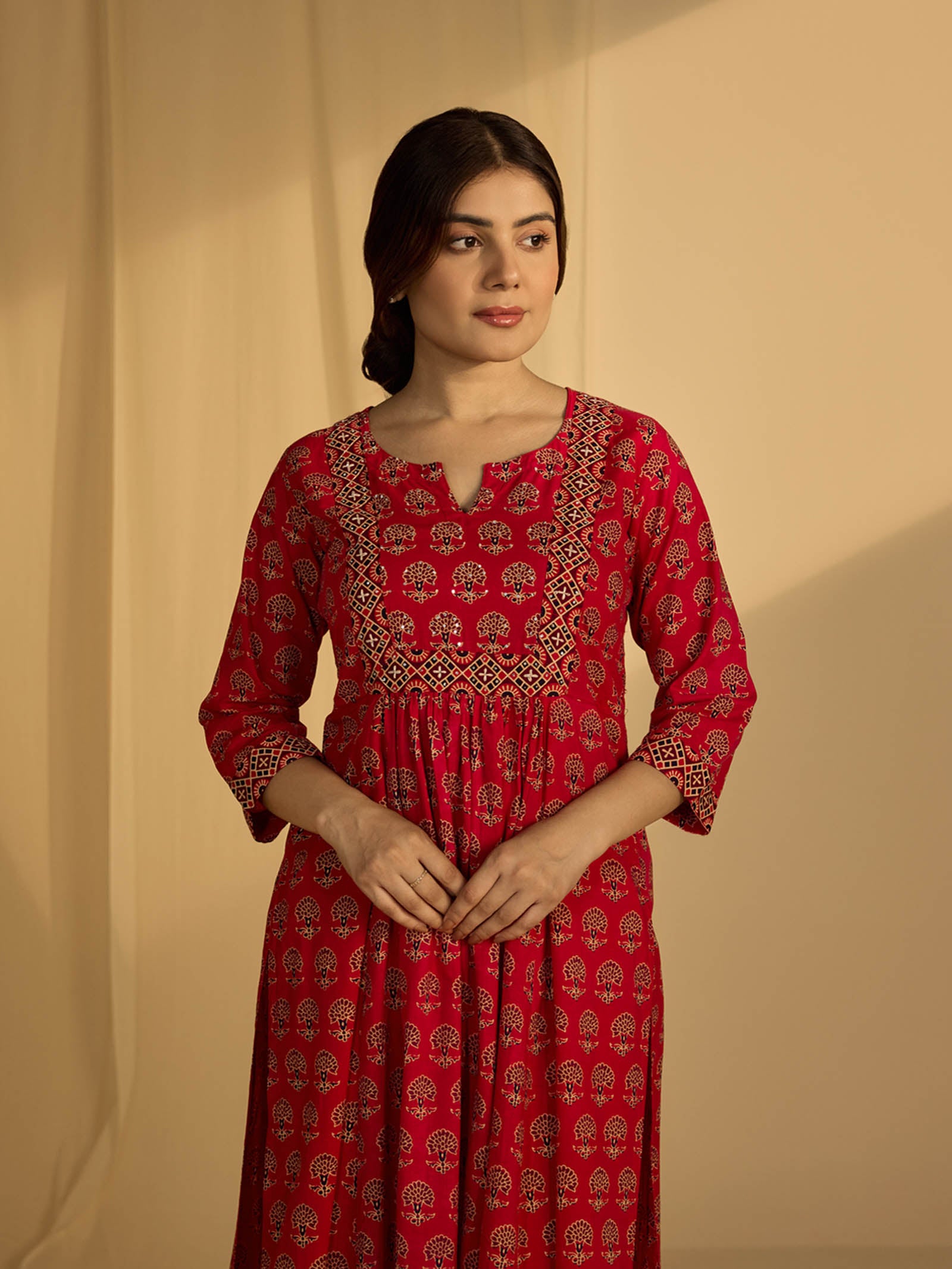 Red - 5 Cotton Kurta