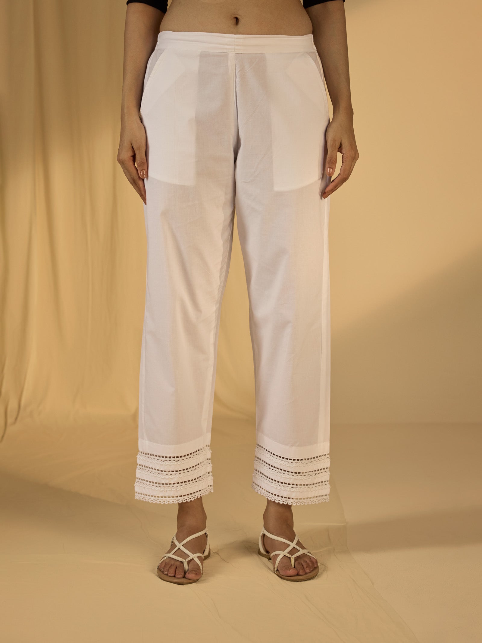 Forever White Cotton Straight Pant