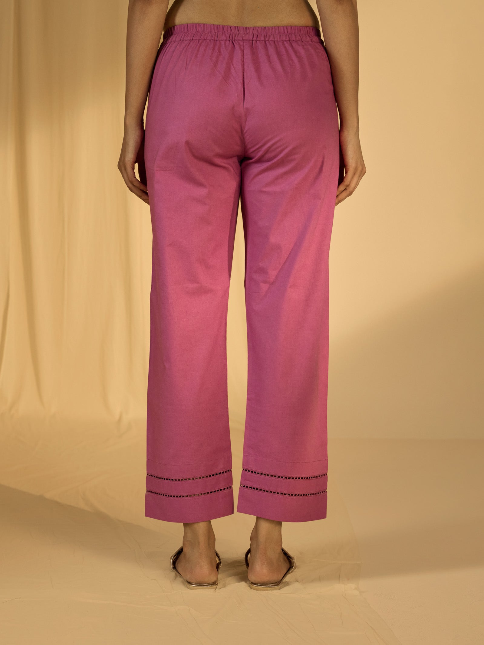 Amethyst Flower Cotton Straight Pant