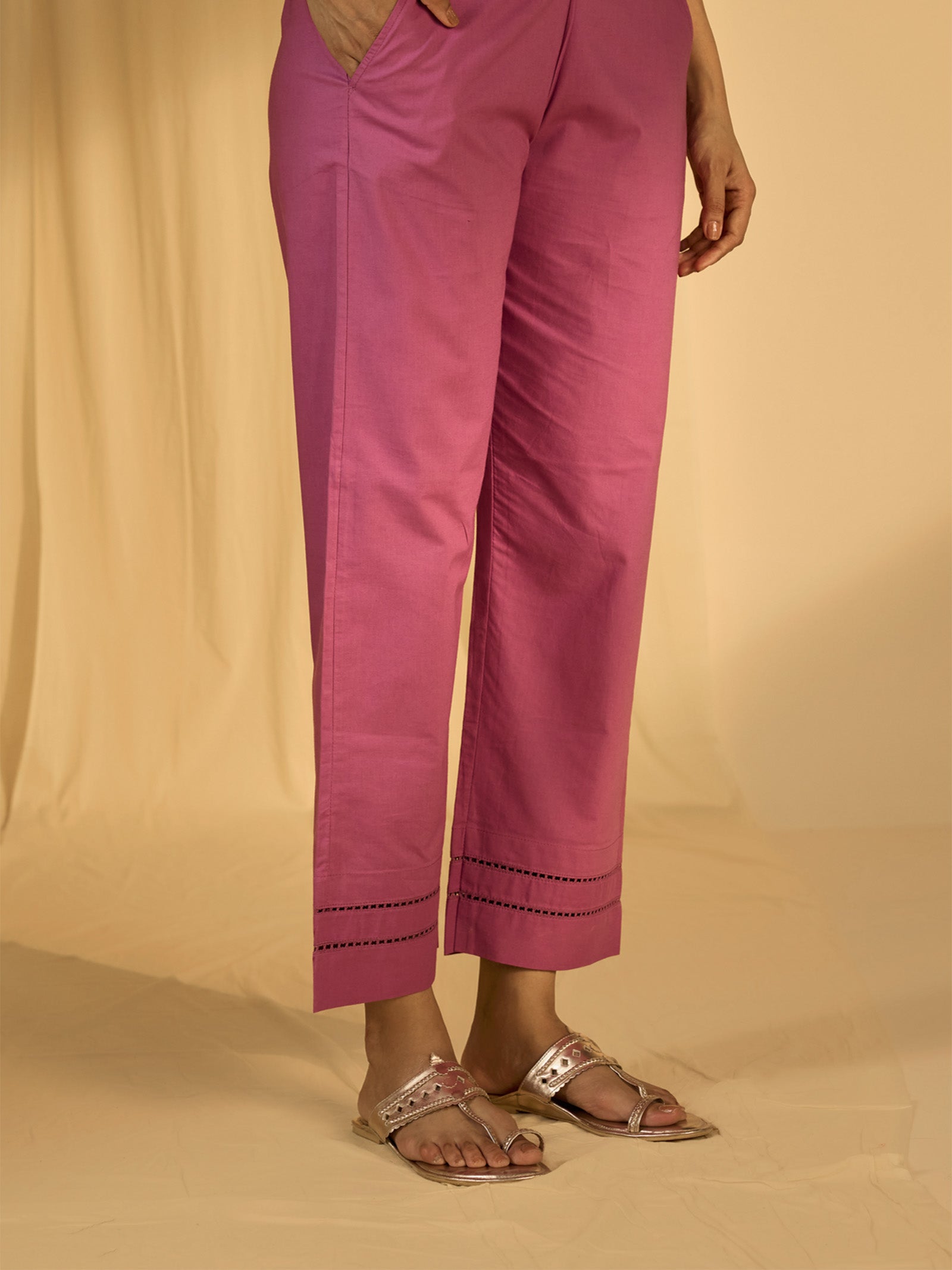 Amethyst Flower Cotton Straight Pant