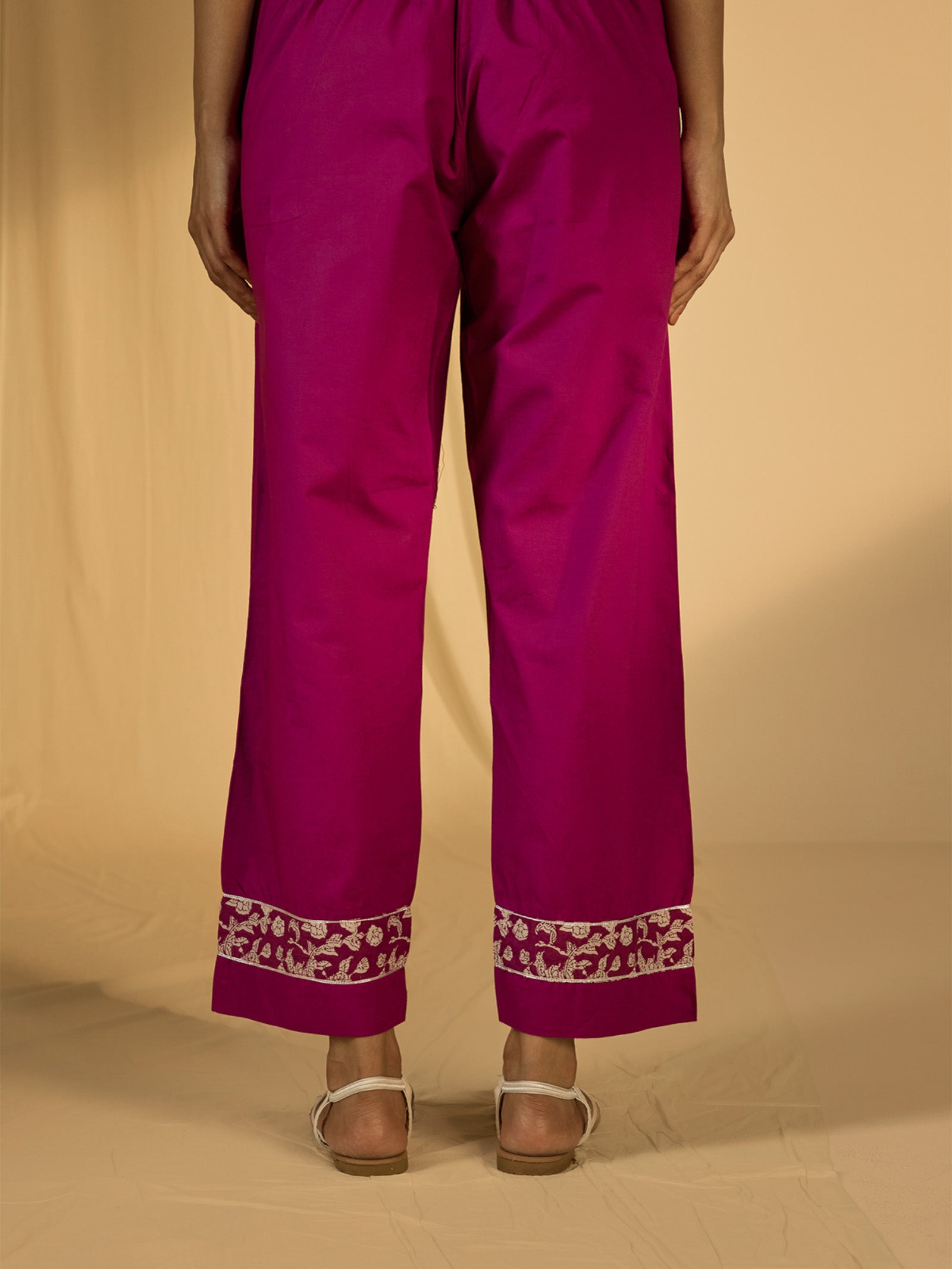 Purple Ink Cotton Straight Pant