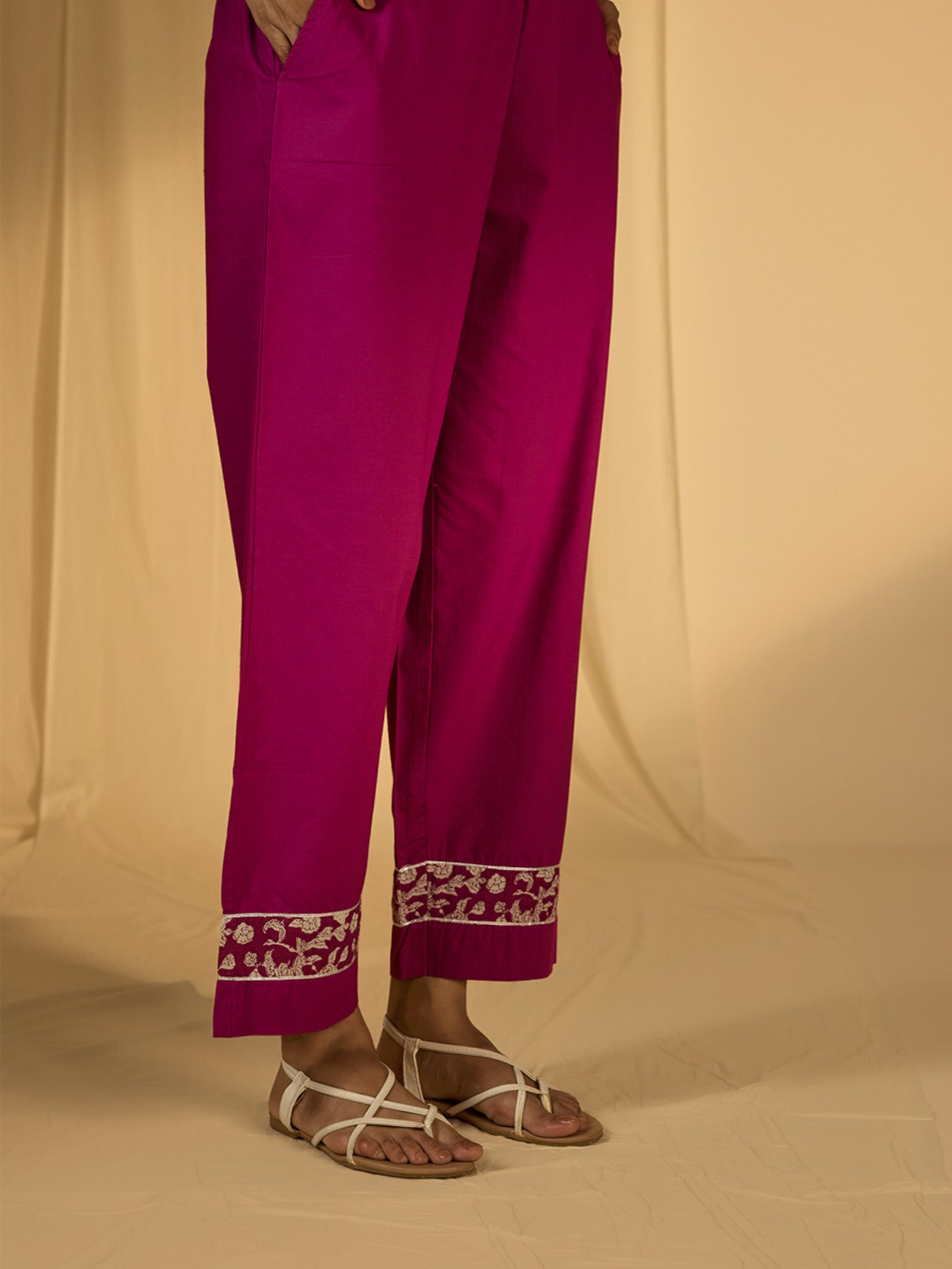 Purple Ink Cotton Straight Pant