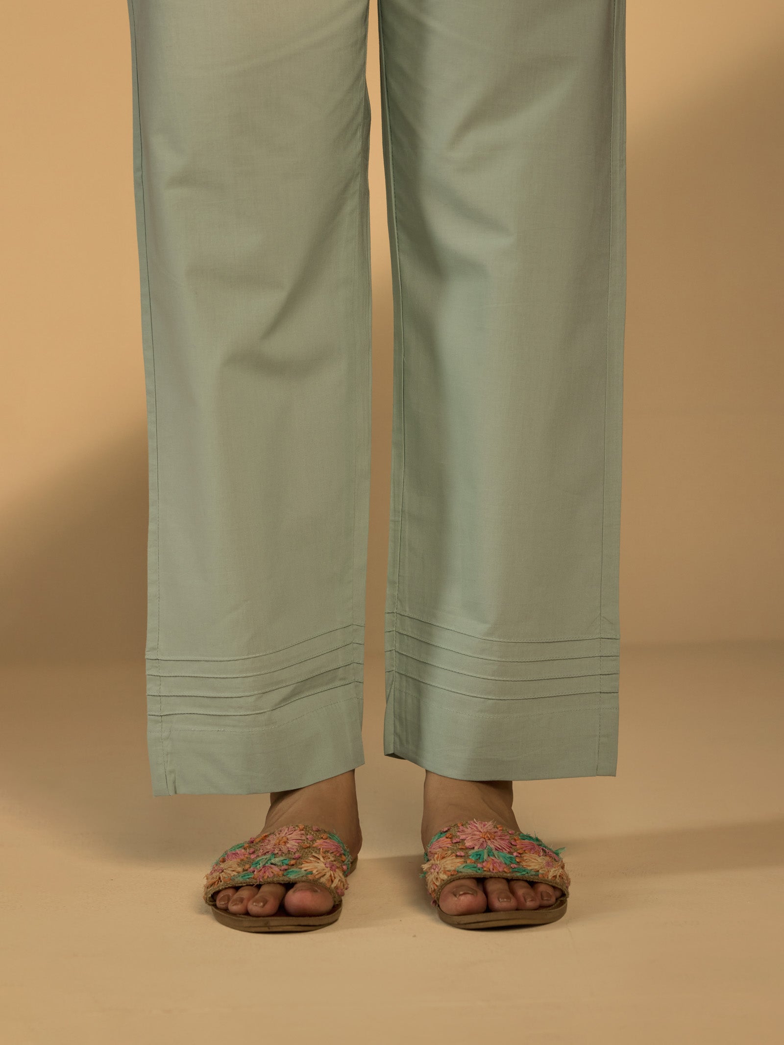 Mint Leaves Cotton Straight Pant