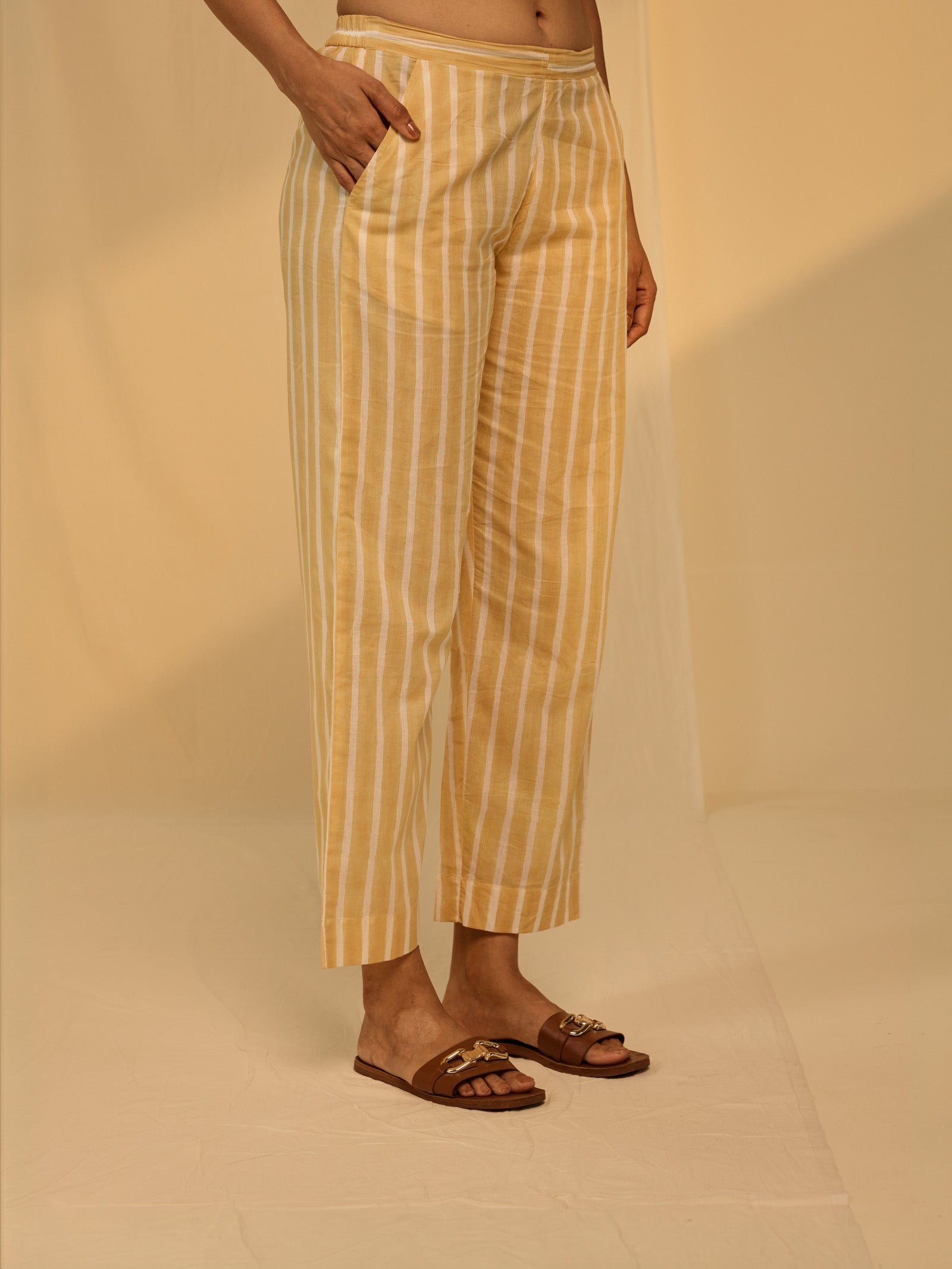 Blazing Yellow Voile Straight Pant