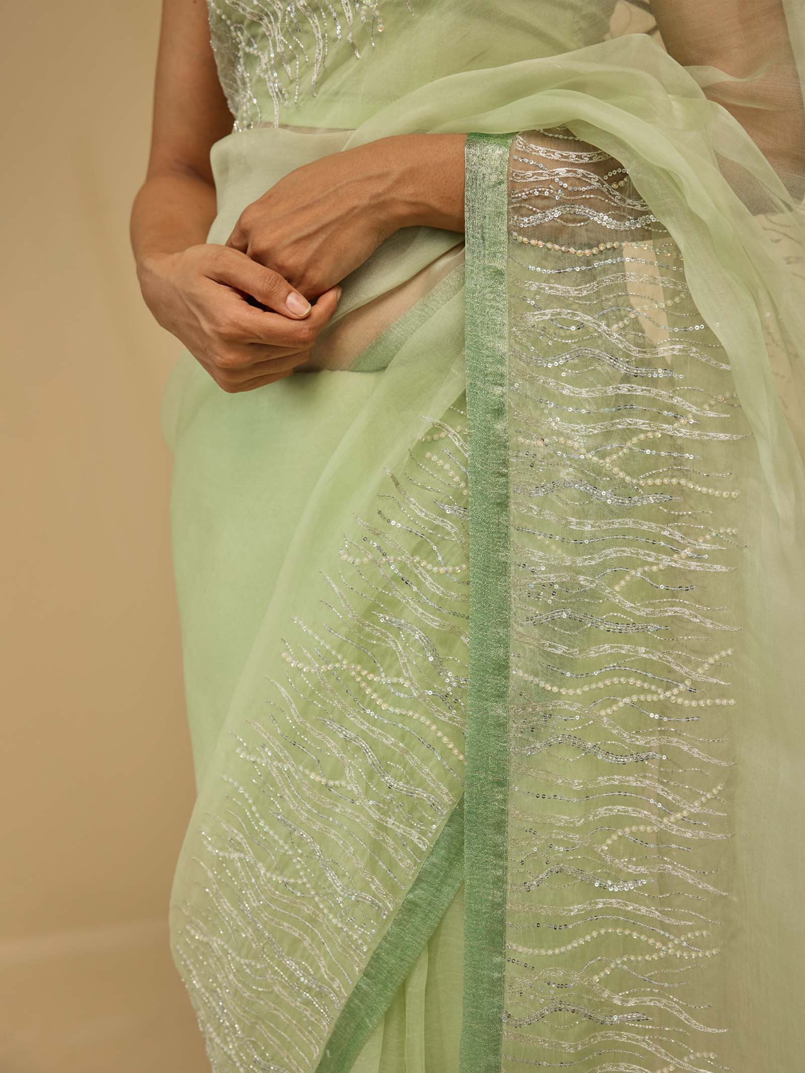 Lightening Mint Organza Saree