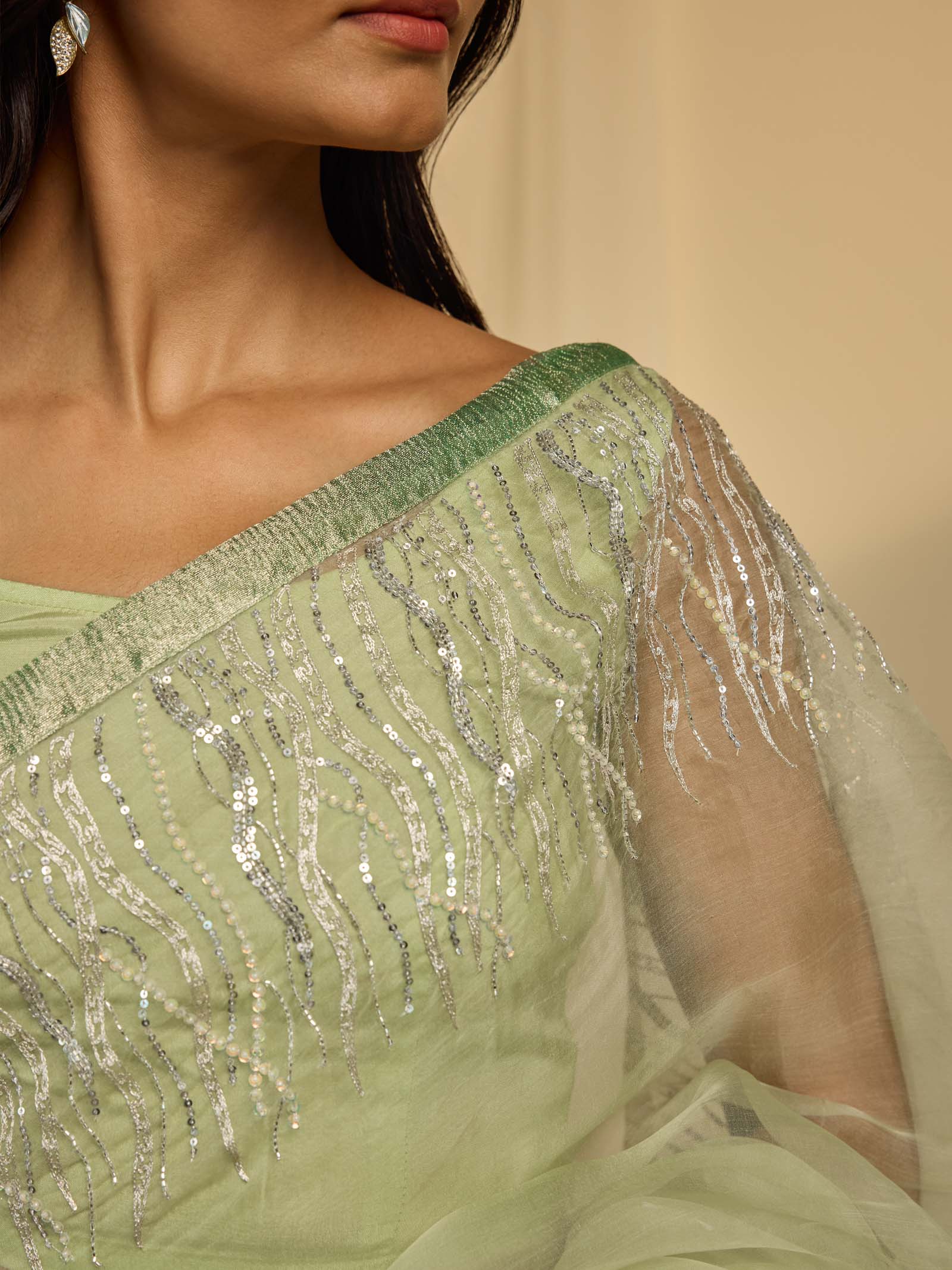 Lightening Mint Organza Saree