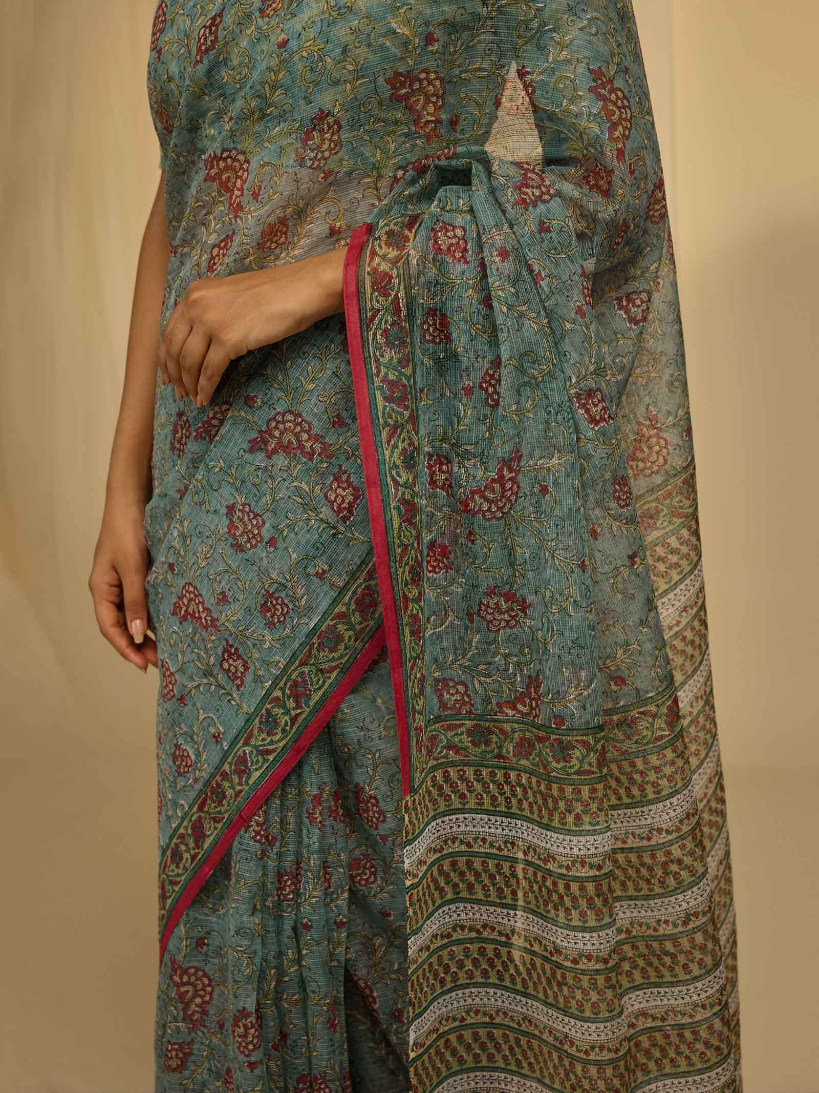 Teal Dust Kota Saree