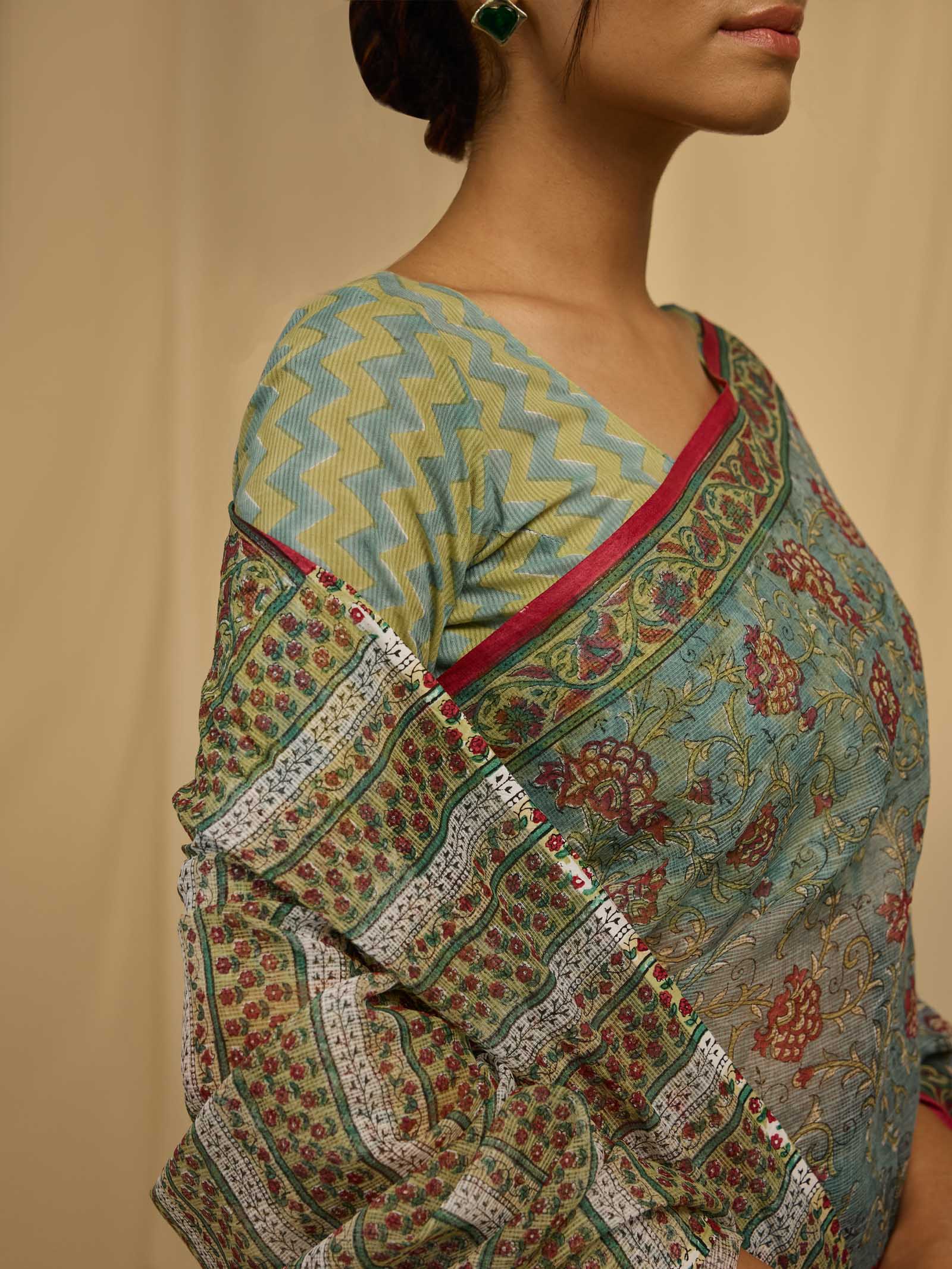 Teal Dust Kota Saree